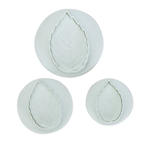 3-Piece Veined Rose Leaf Fondant Cutter Set - Stainless Steel Cake Decorating Tools for Wedding, Birthday Cakes & Cupcakes - Perfect for Bakers & DIY Sugar Crafting