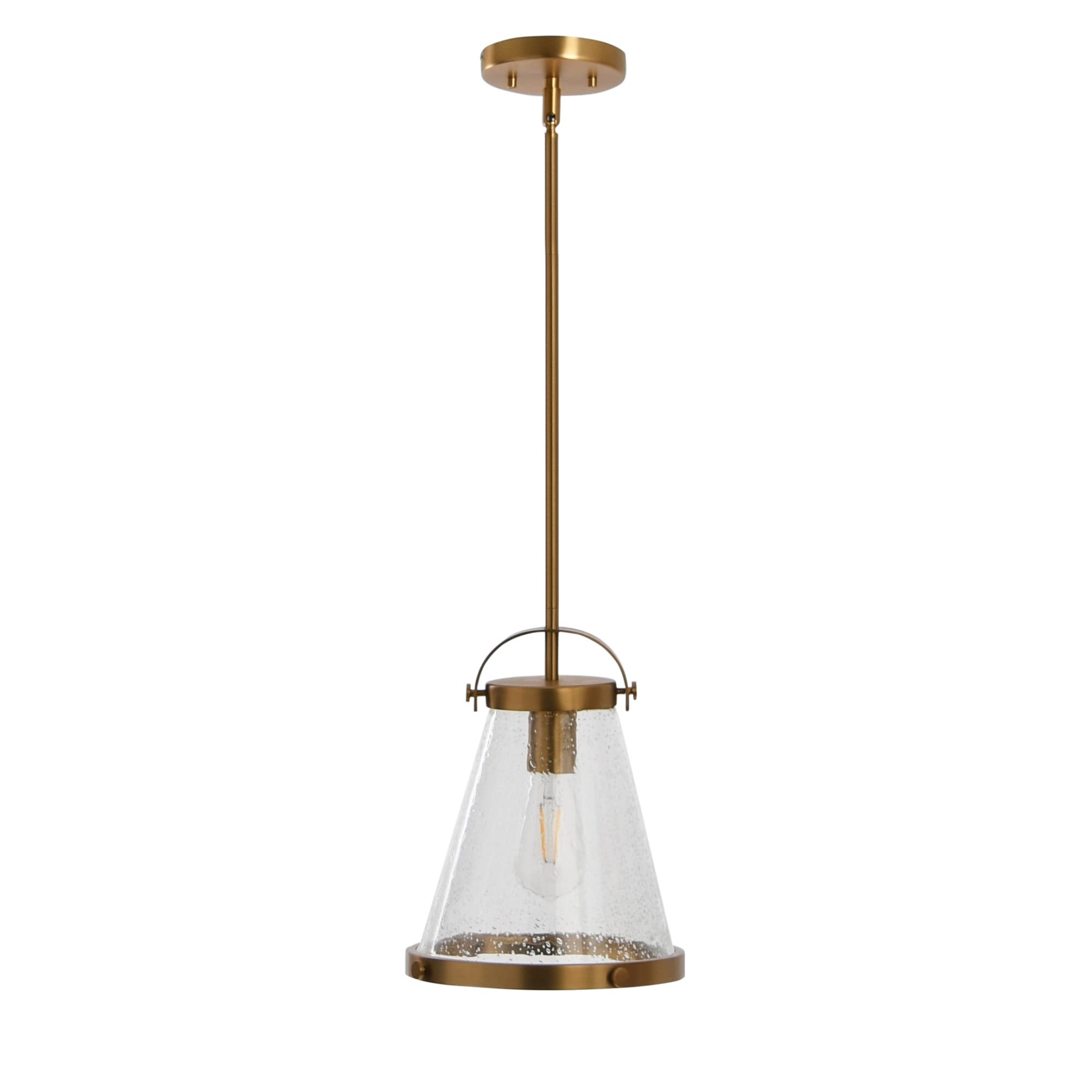 Wesley Brushed Gold Metal and Seedy Glass Ceiling Light Fixture - Modern Industrial Chandelier for Dining Room, Kitchen, or Bedroom Lighting