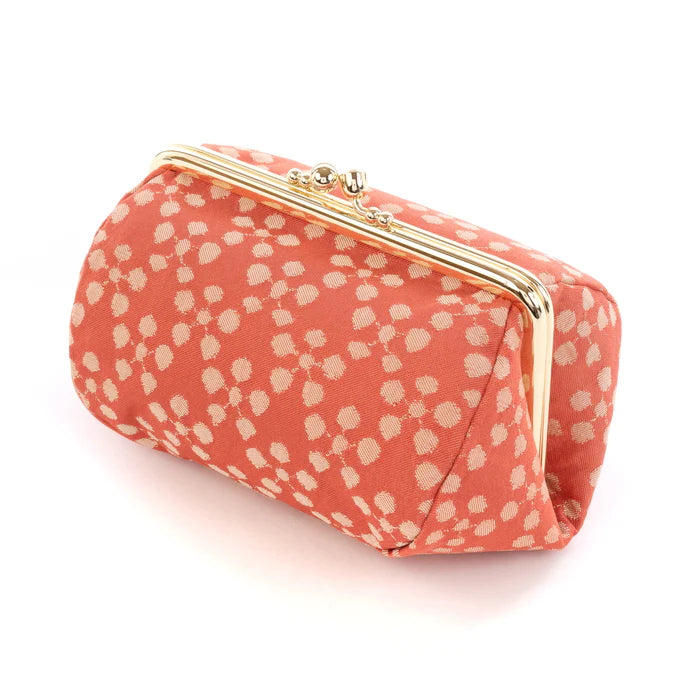 Handmade Kyoto Nishijin Silk Pouch - Plum Blossom & Rose Design | Japanese Traditional Gamaguchi Cosmetic Bag | Makeup Organizer, Travel Toiletry Case, Stationery Pouch & Purse Insert (Perfect for Daily Essentials, Gift Giving & Japanese Culture Lovers)