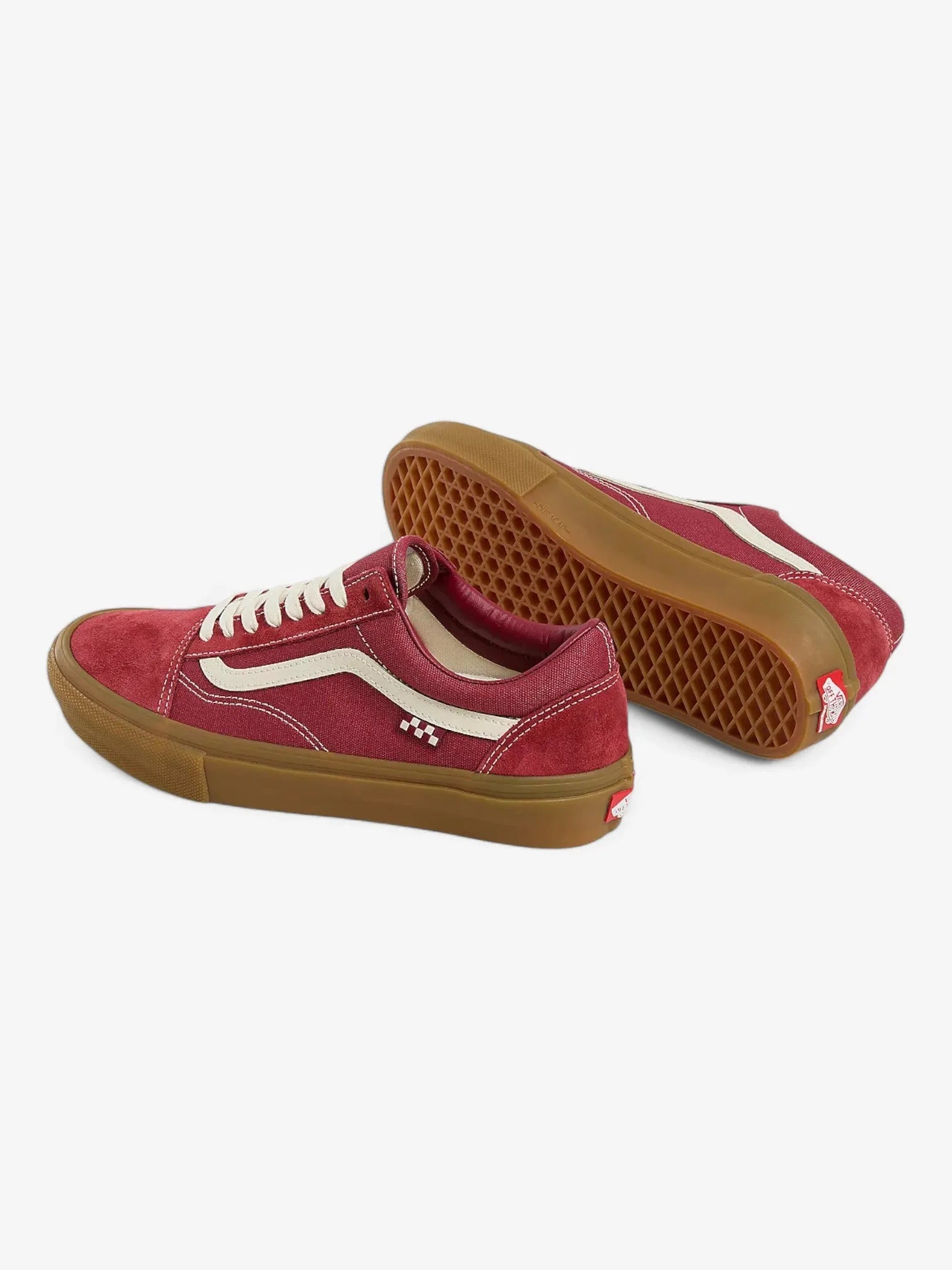 Vans Old Skool Skate Shoes - Classic Red & Brown Sneakers for Men & Women | Perfect for Skateboarding, Casual Wear & Street Fashion