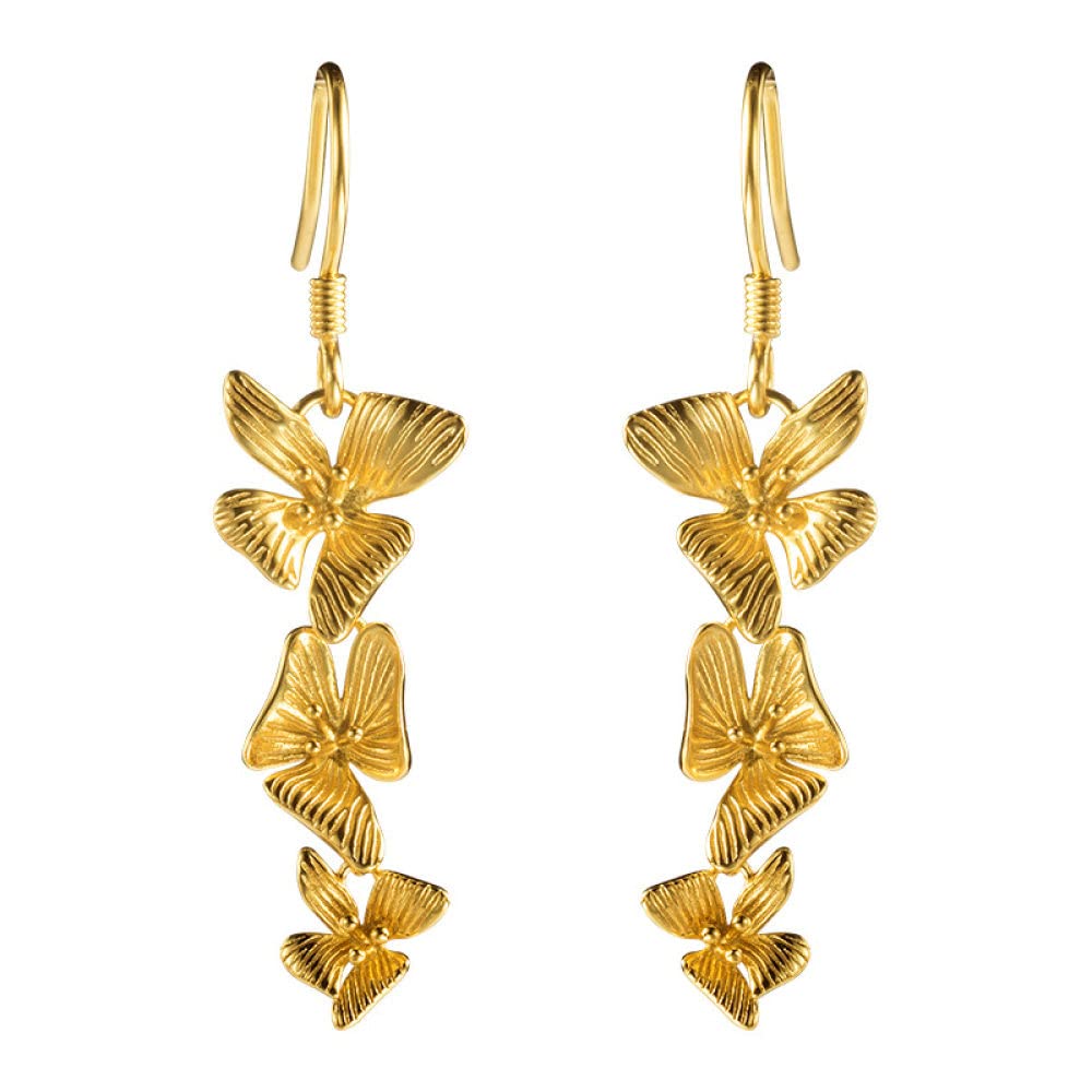 925 Sterling Silver Floral Dangle Earrings for Women - Gold Plated Elegant Hook Earrings with Gift Box - Perfect for Parties, Weddings & Everyday Wear