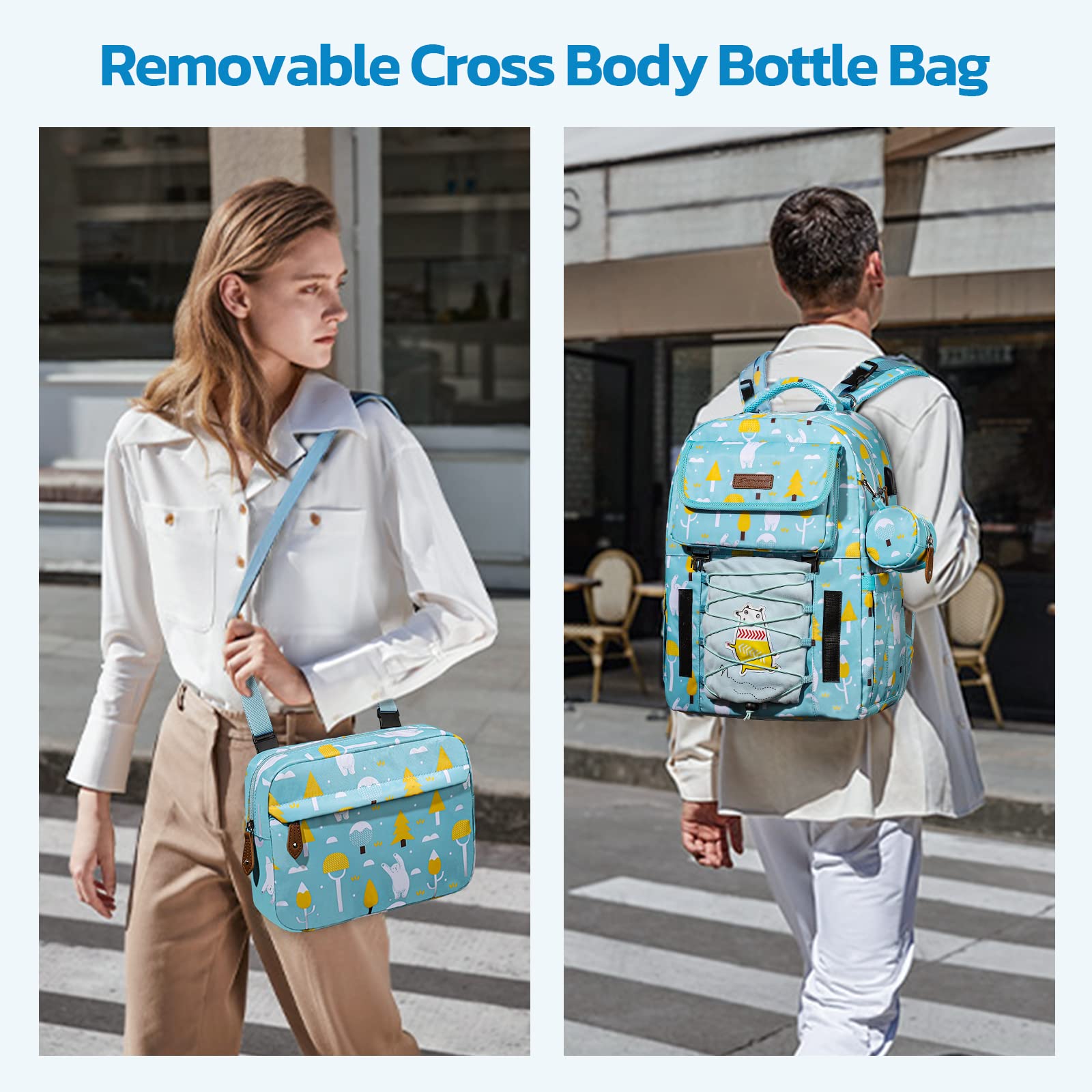 Premium Large Capacity Unisex Diaper Bag with Removable Insulated Bottle Holder - Waterproof Baby Essentials Organizer for Parents, Travel & Daycare Use