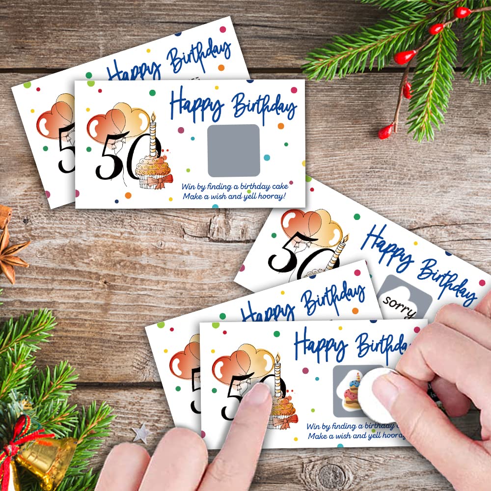 REWIDPARTY 50th Birthday Party Game - 32 PCS Colorful Scratch Off Cards for Groups, Cheers to 50 Years Celebration | Fun Activity for Birthday Parties, Raffles & Holiday Gatherings