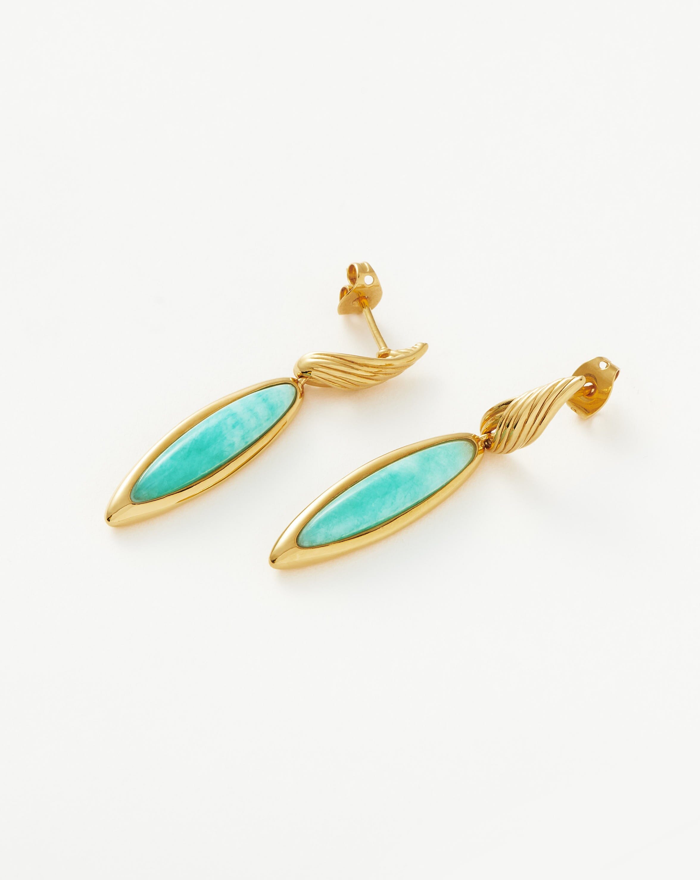 Wavy Ridge Gemstone Double Drop Earrings for Women | Elegant Dangling Jewelry for Party, Wedding & Evening Wear | Handmade Boho Chic Accessories