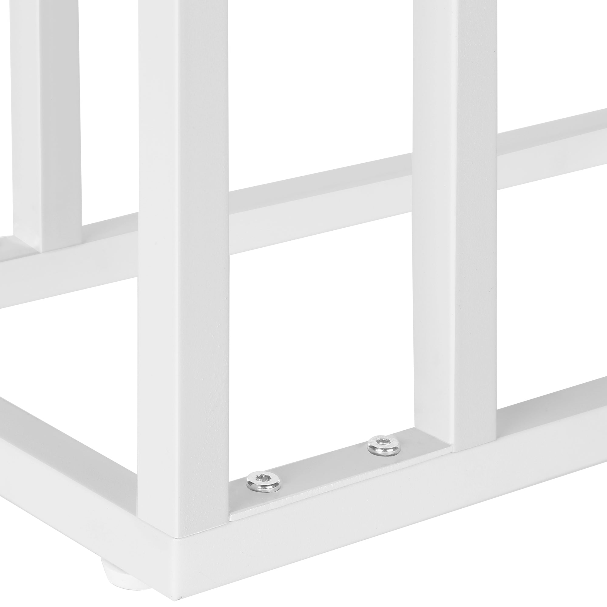 Modern Accent Table 25 Inch Height in Natural Wood & White Metal Finish - Perfect for Living Room, Bedroom, or Entryway Decor