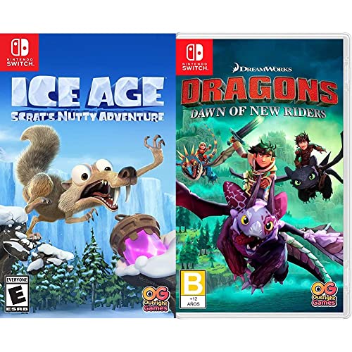 Ice Age: Scrat's Nutty Adventure & Dragons: Dawn of New Riders - Nintendo Switch Games Bundle - Fun Family Entertainment for Kids and Adults