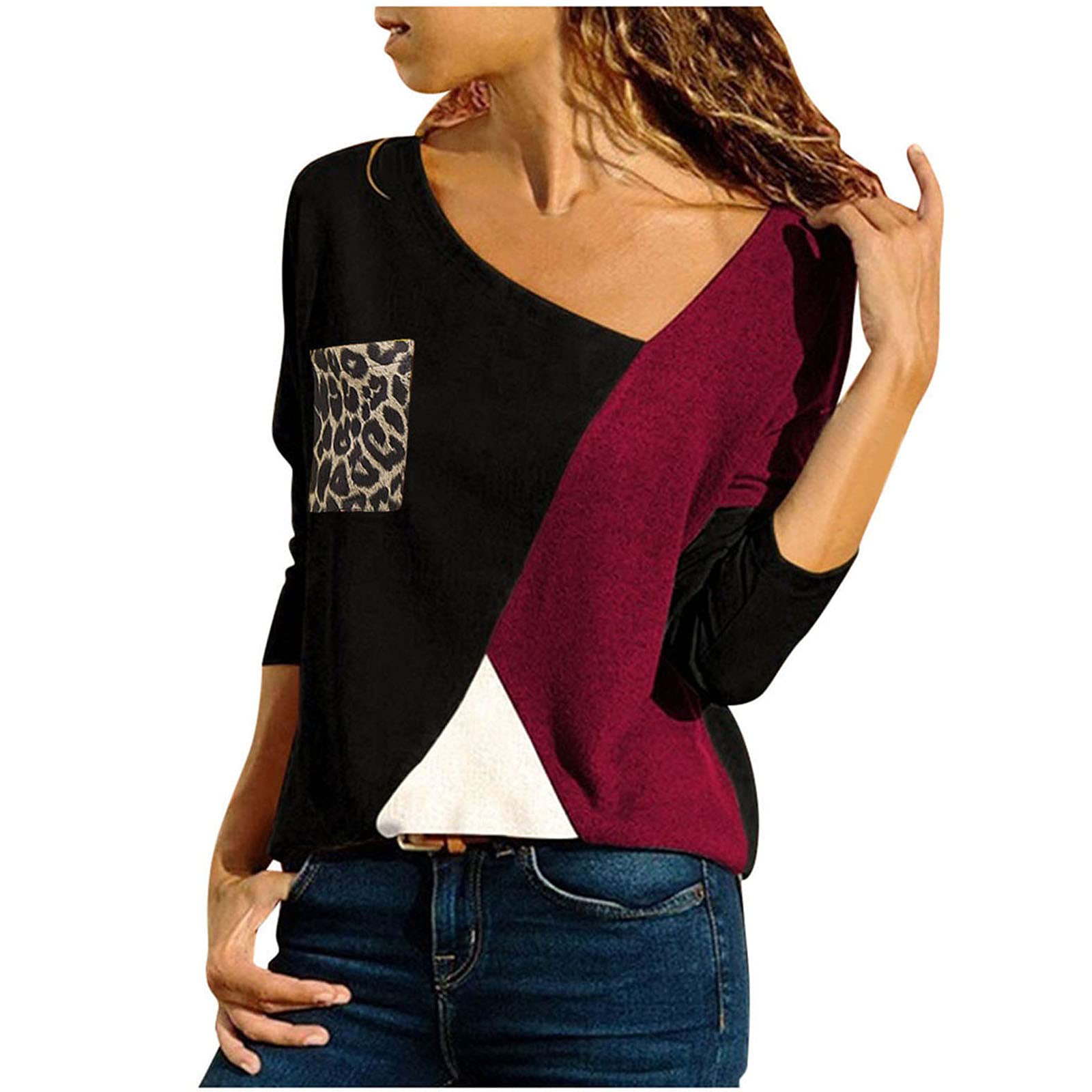 Women's Patchwork Jacket & Crewneck Sweatshirt - Leopard Print Hoodie Dressy Casual Long Sleeve Top with Pockets | Perfect for Fall Layering, Streetwear Fashion & Everyday Comfort