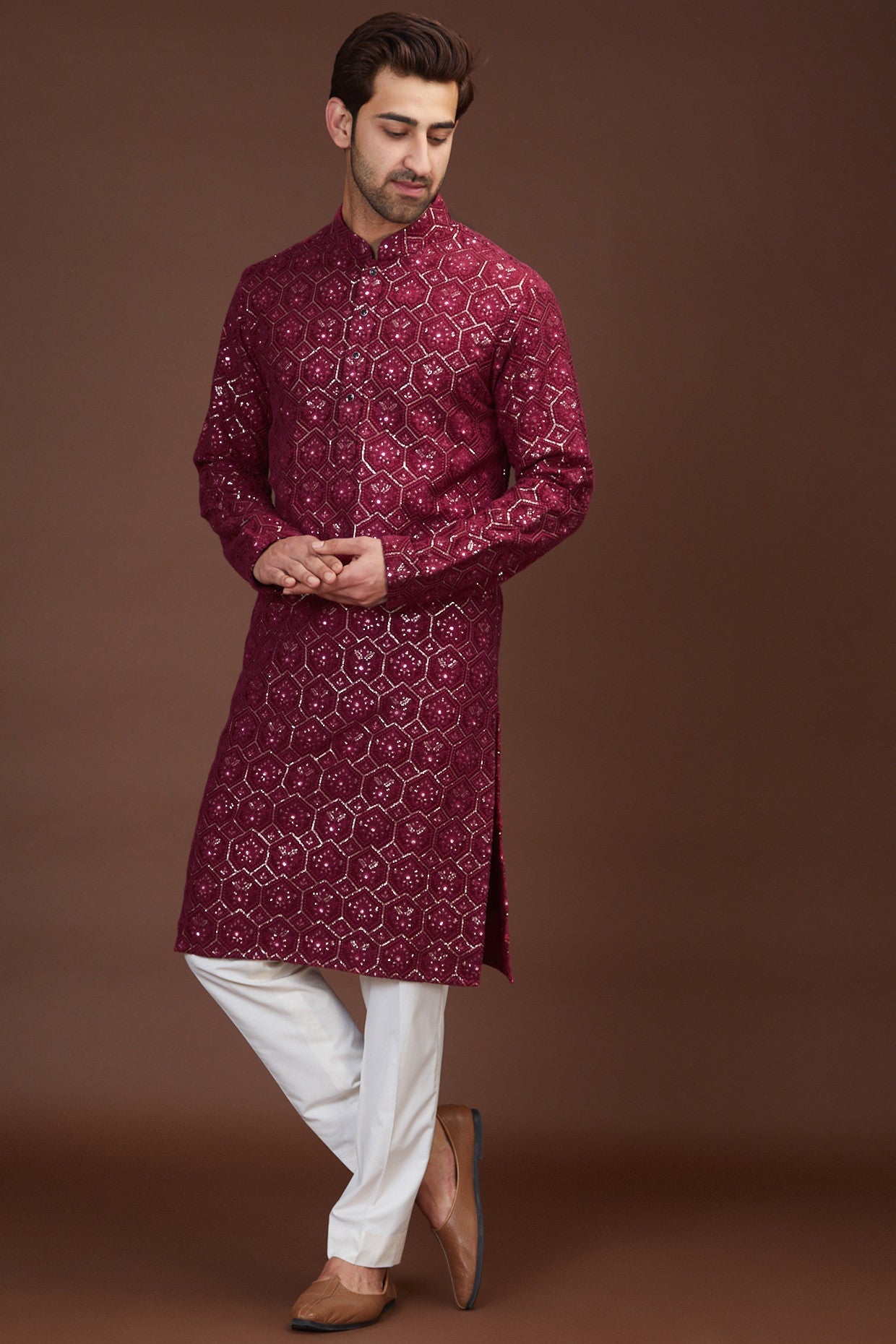 Elegant Light Maroon Embroidered Kurta for Women | Traditional Indian Tunic Top | Perfect for Festivals, Weddings & Casual Wear