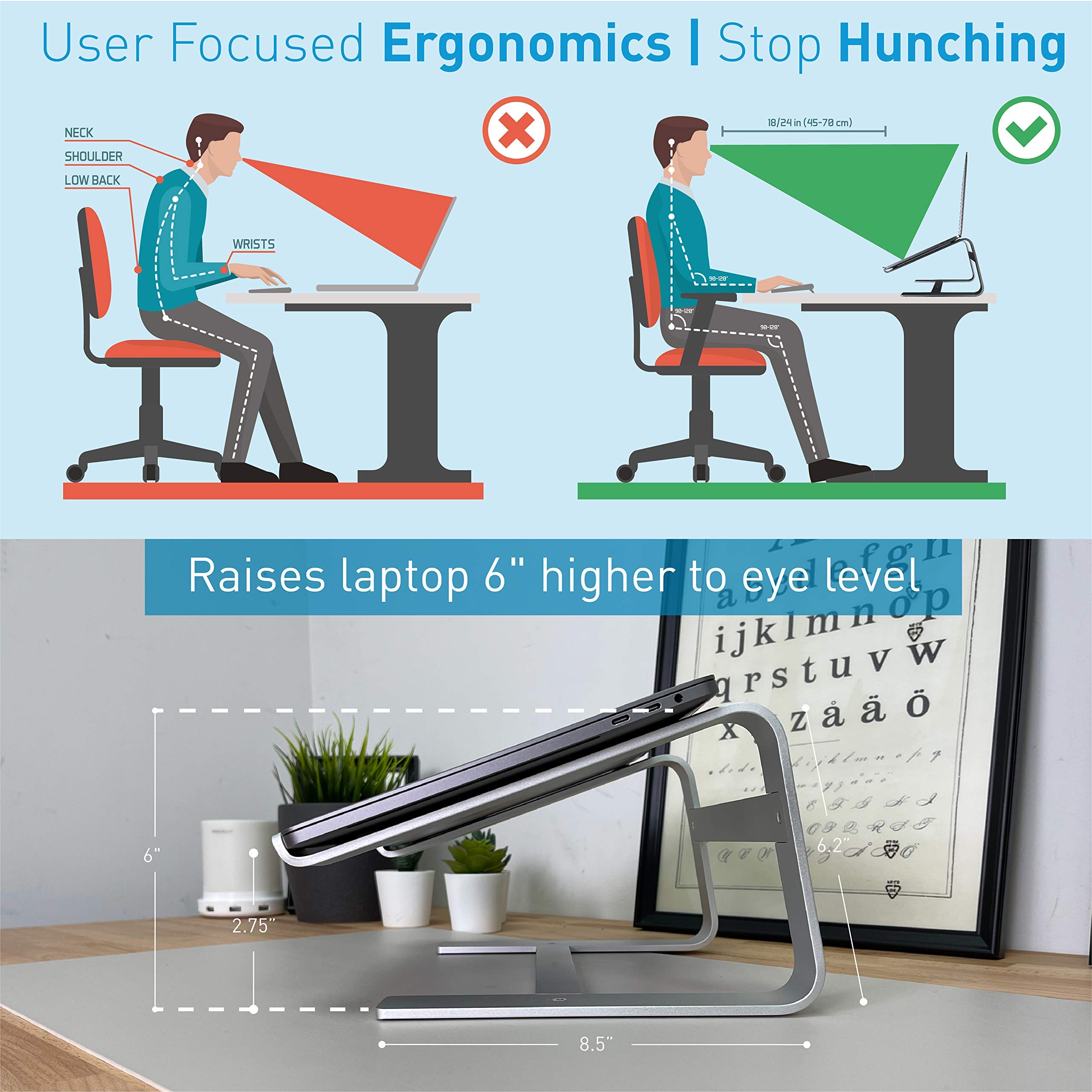 Macally Wired Mac Keyboard with Silent USB Mouse & Ergonomic Laptop Stand - Ultimate Workspace Trio for Apple MacBook, iMac, Mac Mini | Perfect for Home Office, Remote Work & Gaming Setup