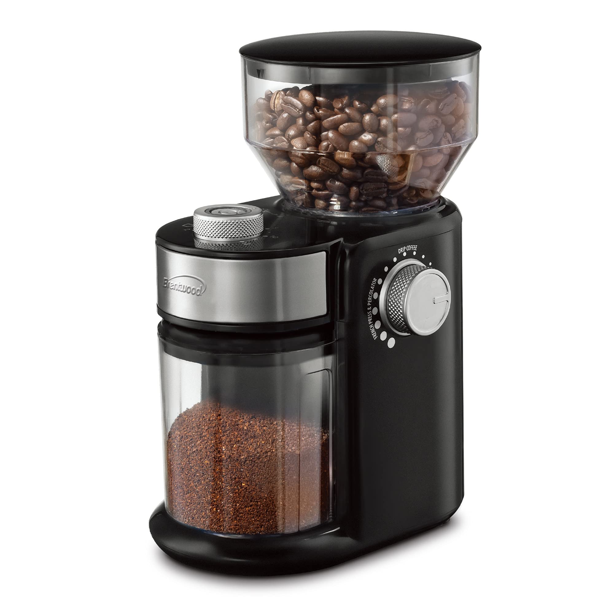 Brentwood CG-2021BK Electric Coffee Grinder - Premium Stainless Steel Blades, Fast & Quiet Operation, Black - Perfect for Home, Office & Espresso Brewing