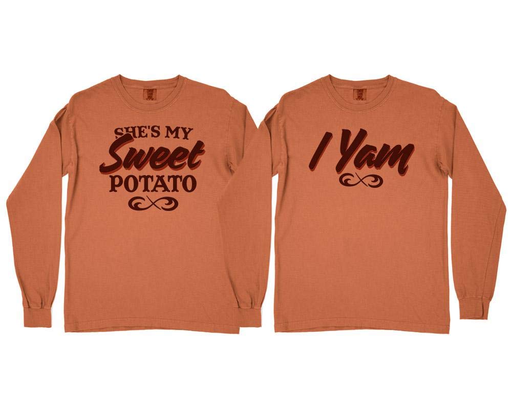 Sweet Potato I Yam Matching Couples Long Sleeve Shirt - Unisex Comfort Colors T-Shirt for Couples, Best Friends & Family - Perfect for Date Nights, Anniversaries and Gift Giving