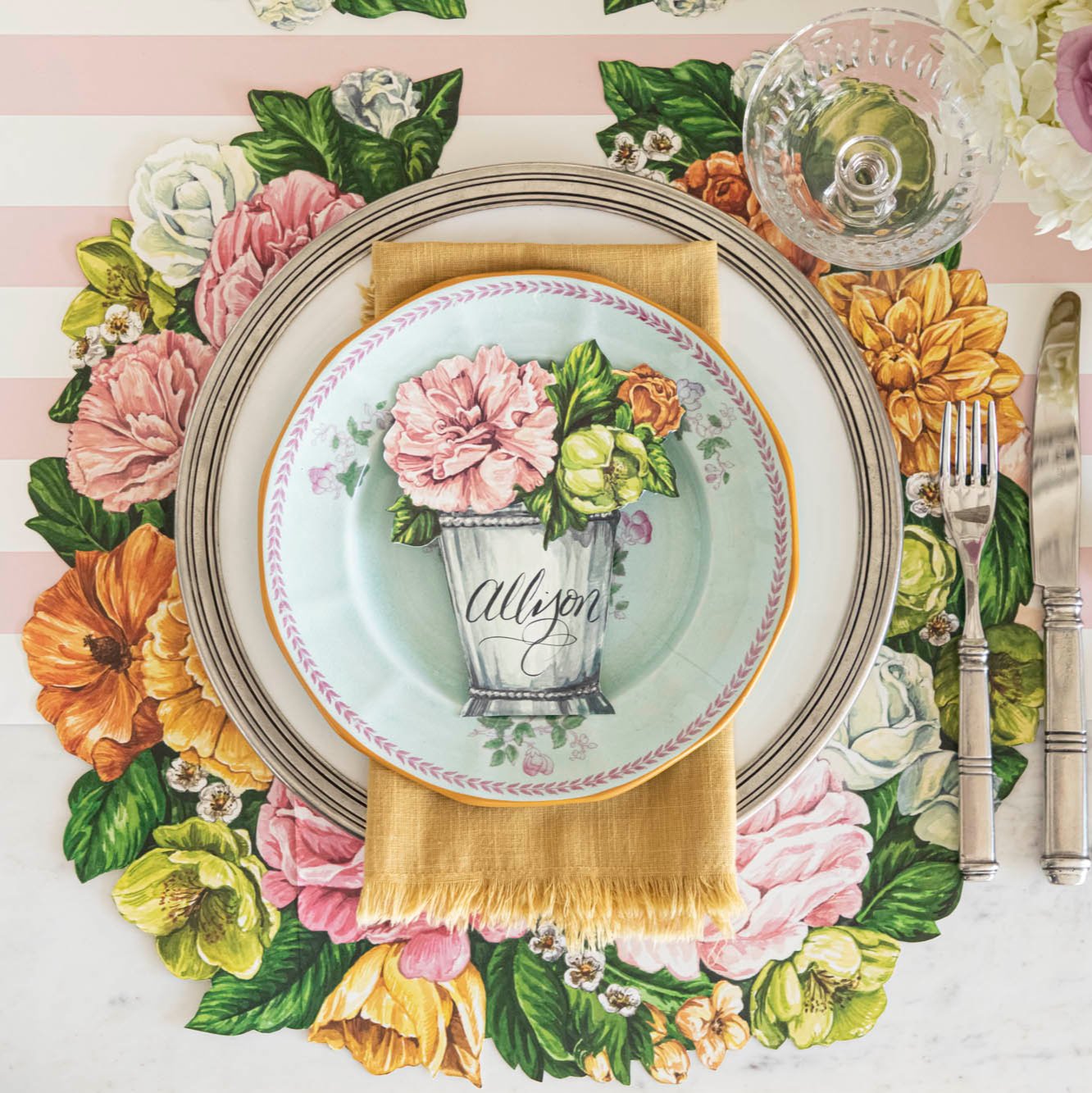 Elegant Die-Cut Derby Wreath Placemat for Table Setting - Perfect for Holiday Dinner Parties, Weddings & Home Decor
