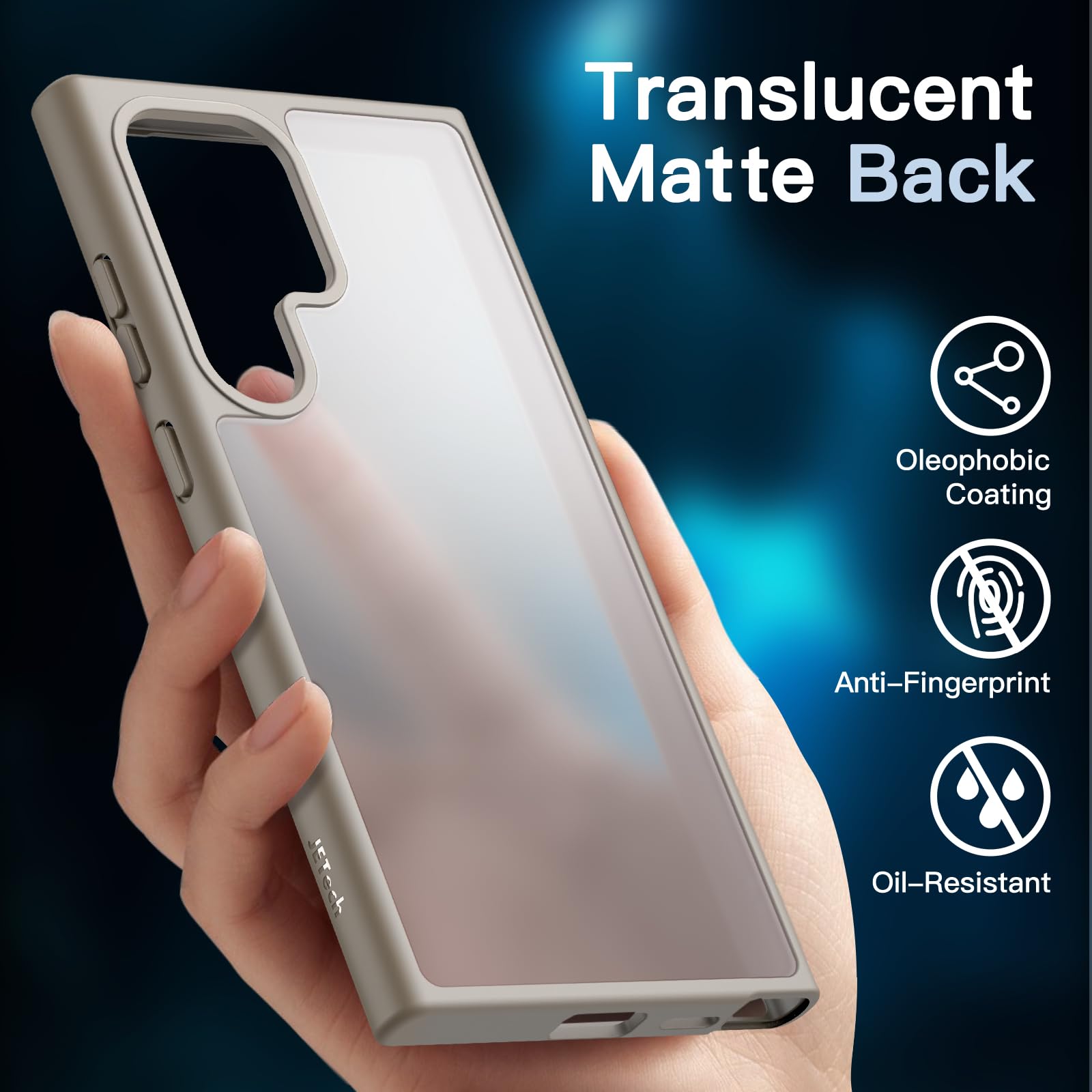JETech 5-in-1 Matte Case for Samsung Galaxy S24 Ultra 5G - Shockproof Protective Phone Cover with 2-Pack Tempered Glass Screen Protector & Camera Lens Protector, Translucent Back Design (Titanium Gray) | Perfect for Work, Travel & Everyday Protection