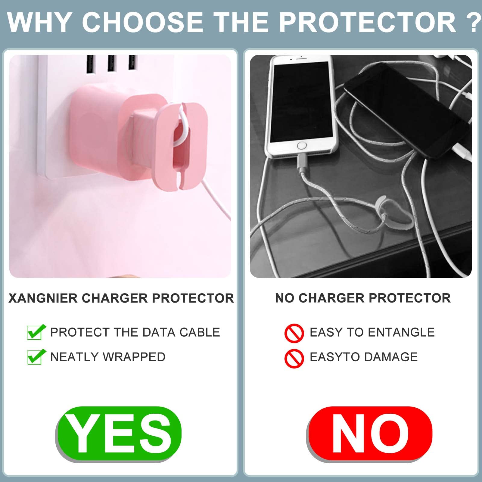 XANGNIER 2-in-1 Silicone Charger Protector & Cable Organizer - 4 Pack Phone Charger Case with Anti-Break Protection for iPhone 11/12 (18W/20W Fast Charging) - Perfect for Home, Office & Travel Use (Charger Not Included)