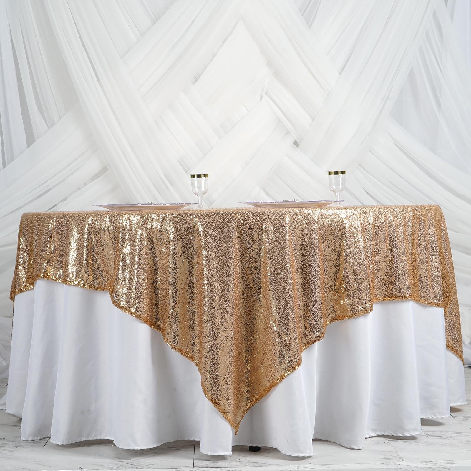 90 x 90 Inch Sparkling Sequin Tablecloth Cover - Elegant Party Decor for Weddings, Banquets & Special Events