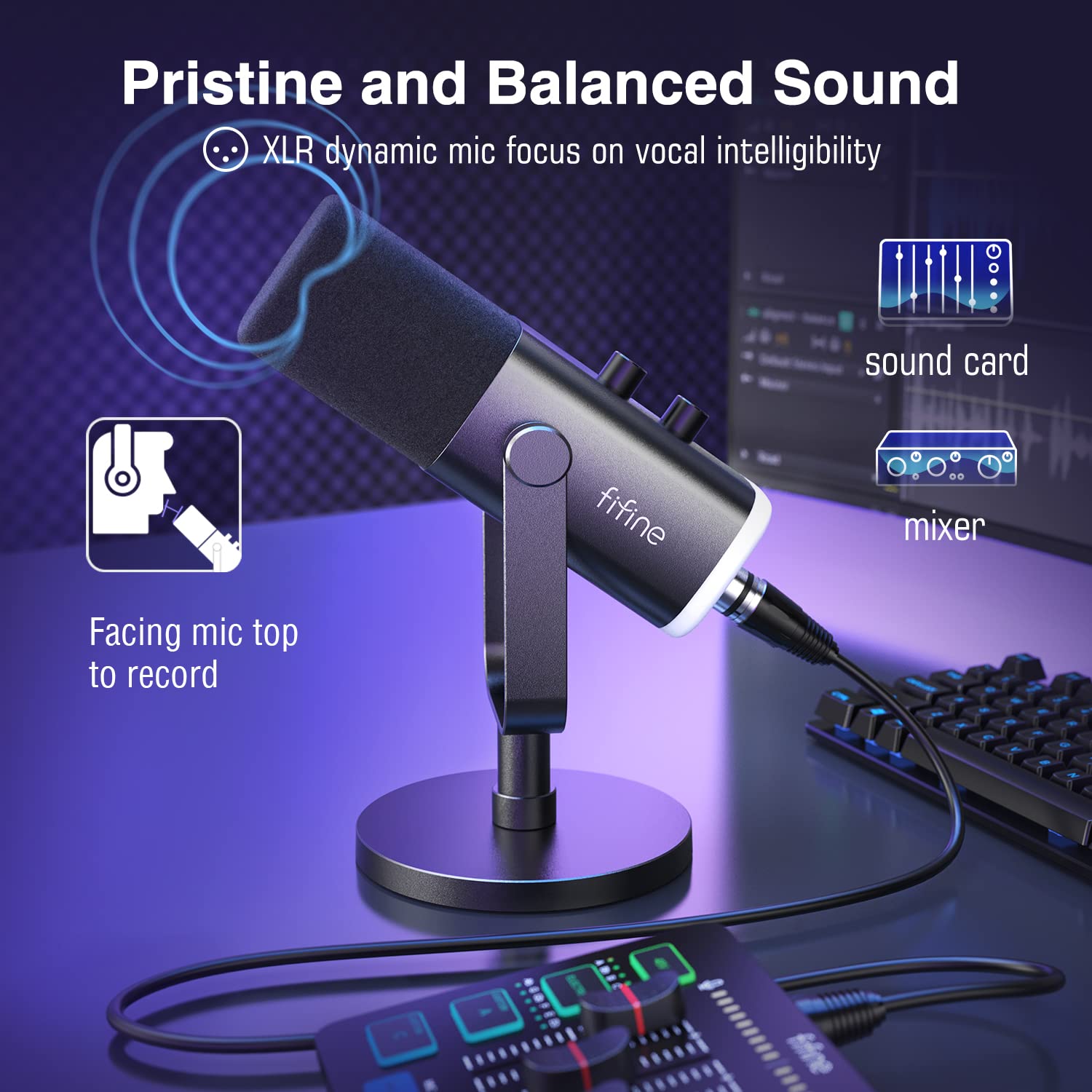 Fifine AM8 XLR/USB Dynamic Microphone for Podcasting, Gaming & Streaming - RGB Lighting, Mute Button, Headphone Jack & Desktop Stand - Perfect for YouTube, VoiceOver, Singing & PC Recording (Ideal for Home Studios, Twitch Streamers & Content Creators)