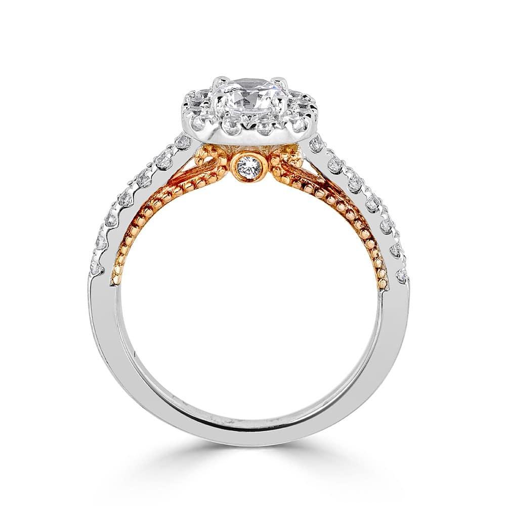 14KT Gold 1.00 CTW Round Diamond Cushion Halo Engagement Ring for Women - Perfect for Proposals, Weddings & Anniversary Gifts