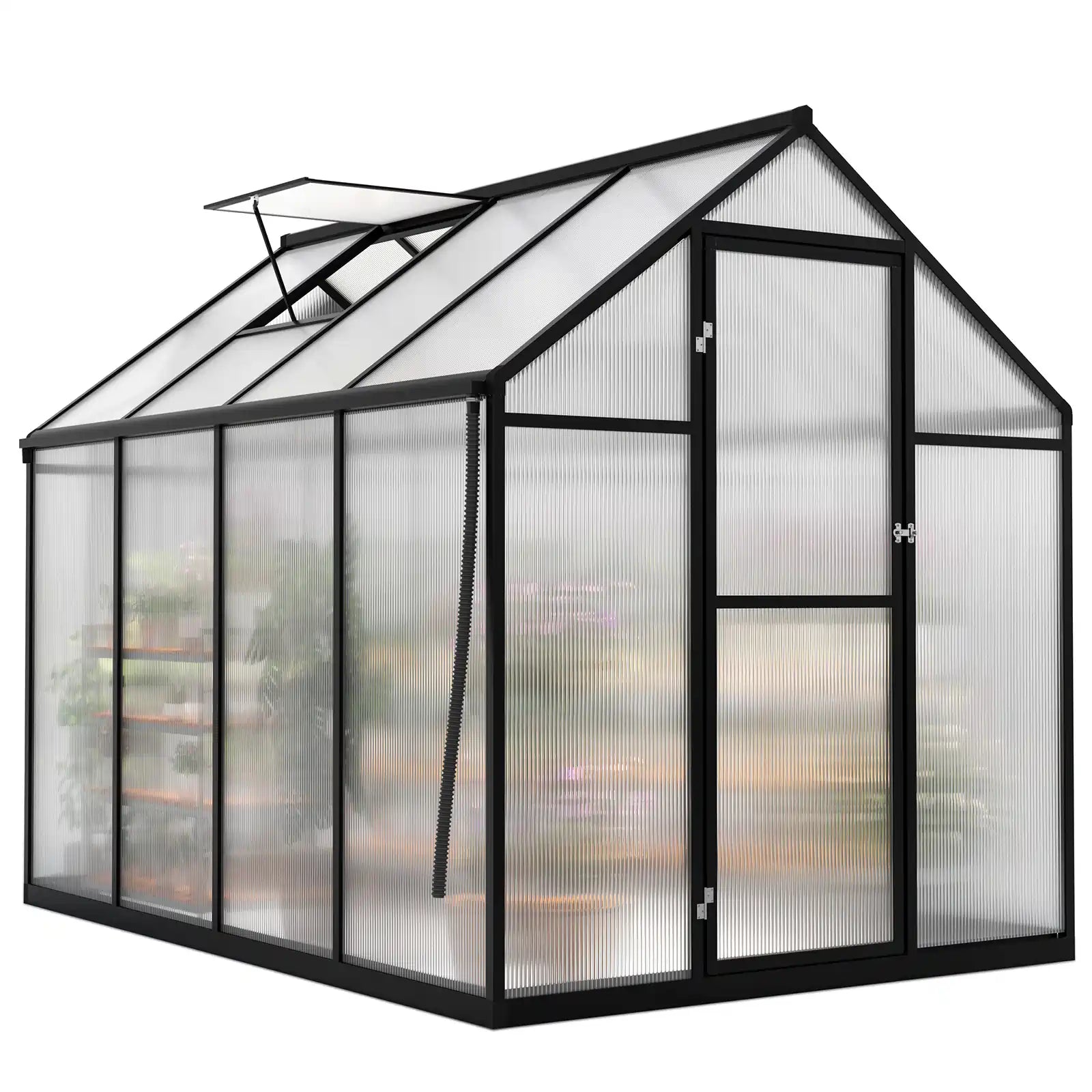 Premium Walk-in Polycarbonate Greenhouse Kit - 6'x8' Sturdy & Weatherproof Backyard Garden Greenhouse for Year-Round Planting | Perfect for Vegetables, Flowers & Seed Starting