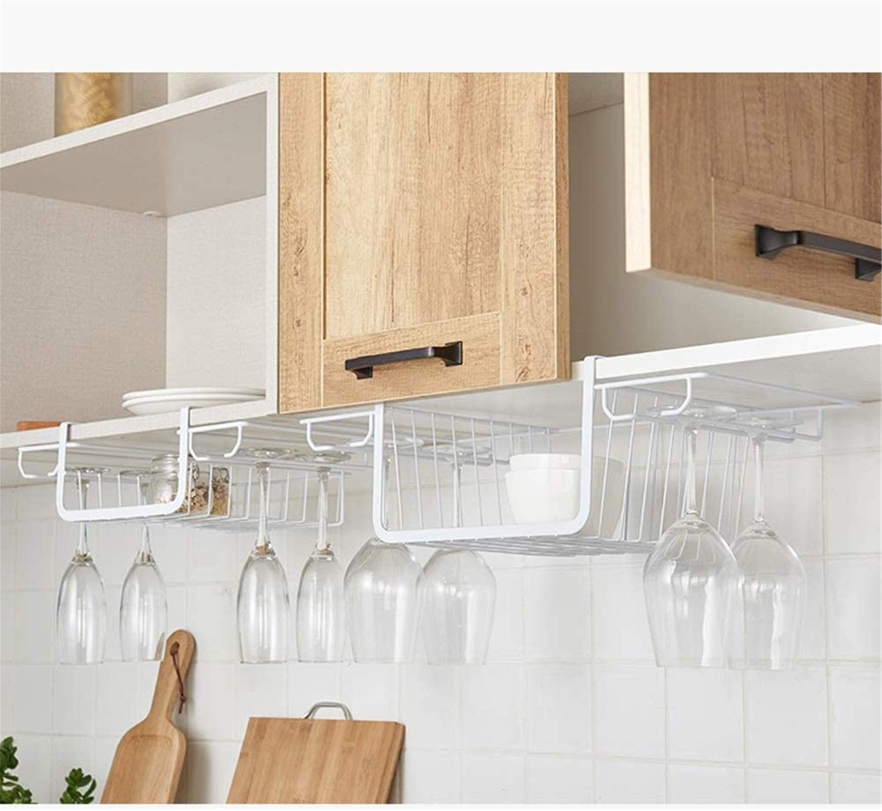 Upside Down Wine Glass Holder - No Nails Hanging Wine Bottle & Cup Storage Rack for Kitchen Cabinet - 54cm Wall Mount Wine Rack - Perfect for Home Bar, Restaurant, and Wine Cellar Organization