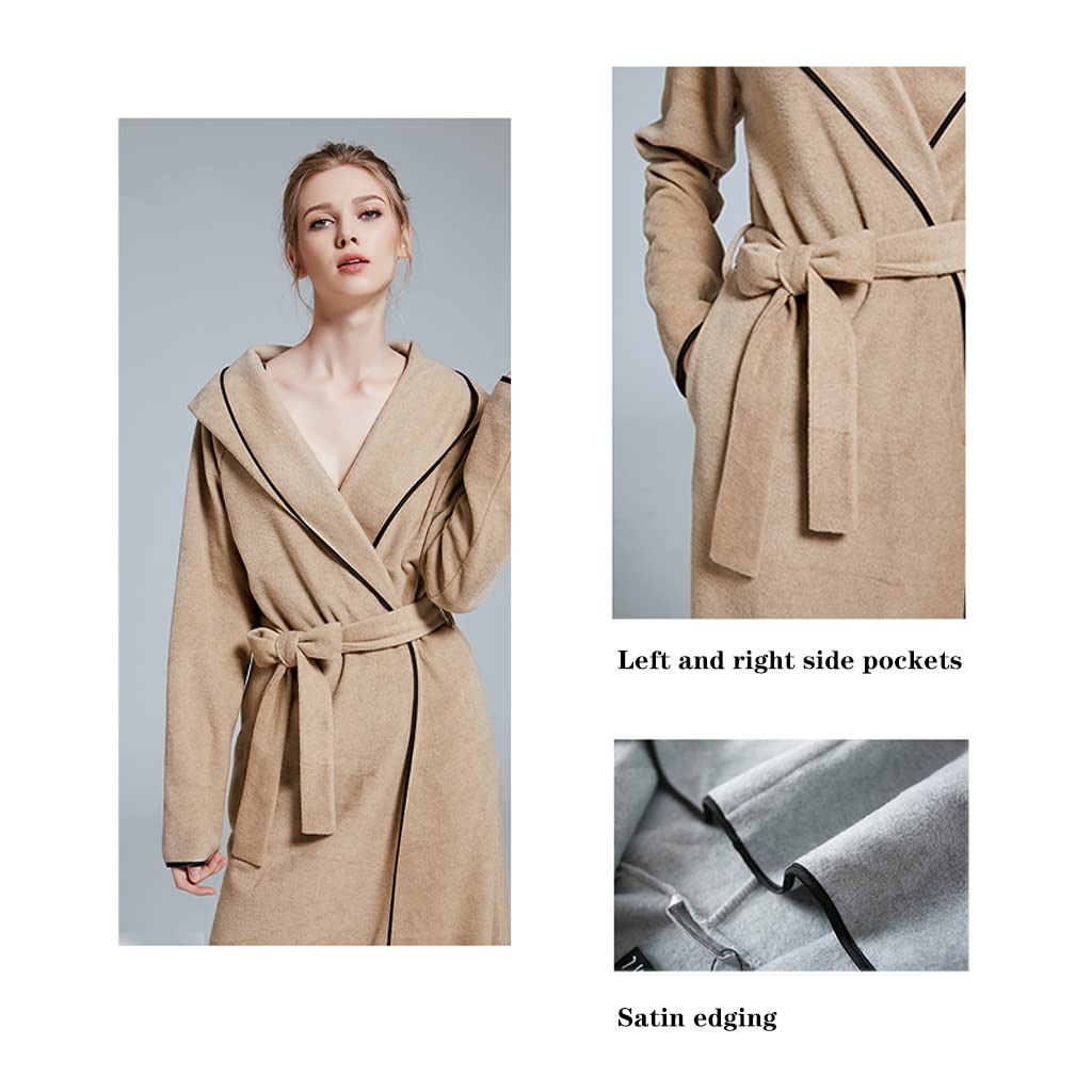 **Men's & Women's Plush Hooded Robes - Big & Tall Fleece Bathrobe, Floor Length Nightgown, Plus Size Extra Soft Matching Couple Pajamas - Light Gray (Size S-127cm) - Cozy Loungewear for Spa, Winter & Relaxation at Home**