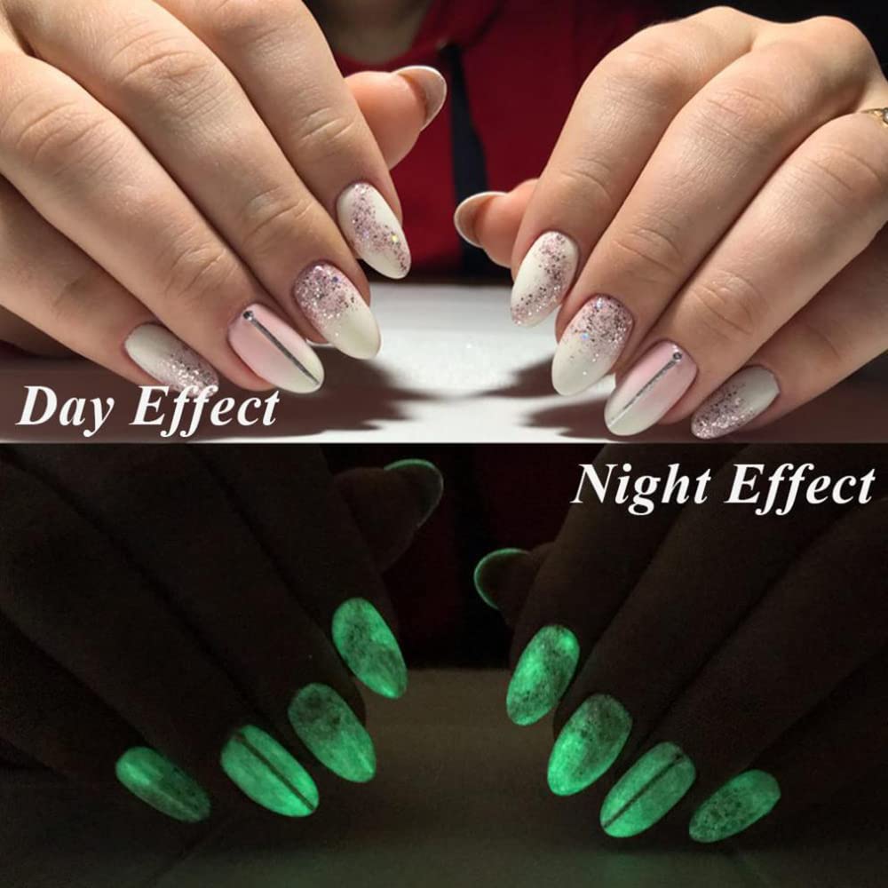 S.A.V.I 12 Grids Nail Glitter Powder Box - Glow in the Dark Nail Art Kit for DIY Manicure, Luminous Nail Decoration for Women & Girls | Perfect for Parties, Halloween, and Nighttime Nail Designs