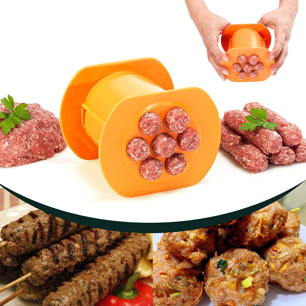 Guppy One Press Cevapcici Sausage Maker Stuffer - 7 Sausages at Once, Handmade Hot Dog & Meat Strip Machine with Non-Stick Molds | Perfect for Kitchen, Meatball Making, BBQ Grilling & Outdoor Cooking Accessories