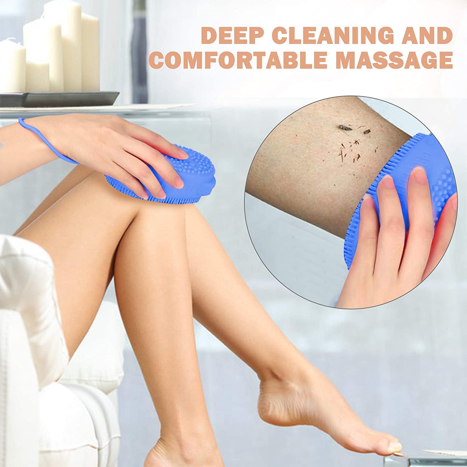 **Soft Silicone Bubble Bath Brush Set of 3 - Exfoliating & Massaging Body Scrubber for Deep Cleansing - Gentle Skin Care for Shower & Bath Time Relaxation (Perfect for Spa, Home & Travel Use)**