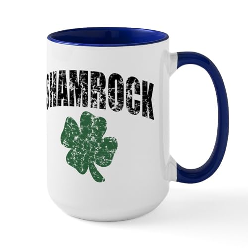 White/Navy Inside - Shamrock Distressed Large Mug