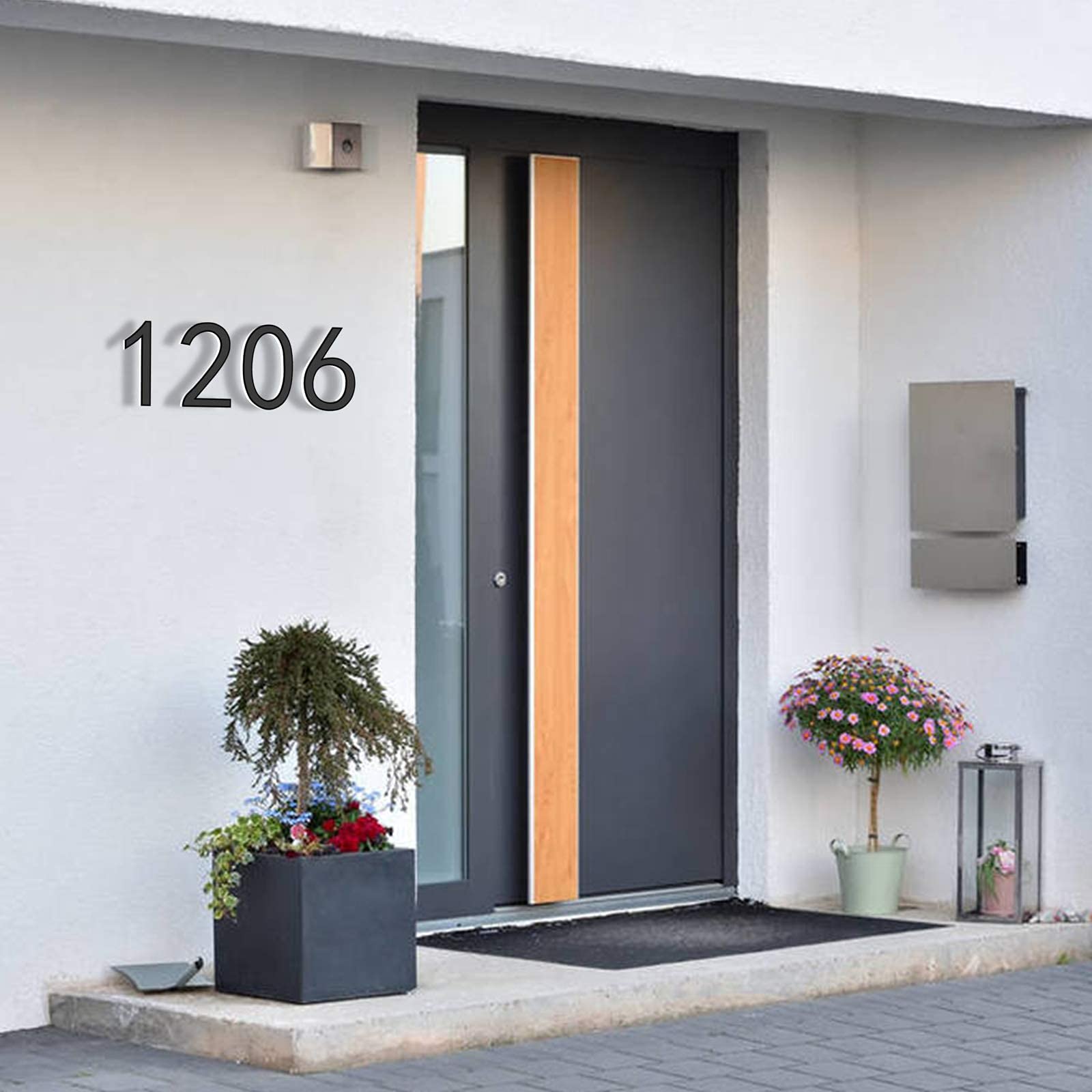 5 Inch Modern Floating House Numbers - Black Floating Mount Address Plaque for Outdoor Home (EIGHT) - Perfect for Mailbox, Front Door, and Garden Decoration