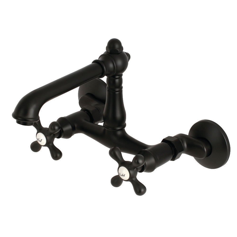 Kingston Brass English Country 6-Inch Adjustable Wall Mount Kitchen Faucet - Perfect for Farmhouse, Cottage, and Vintage Style Kitchens