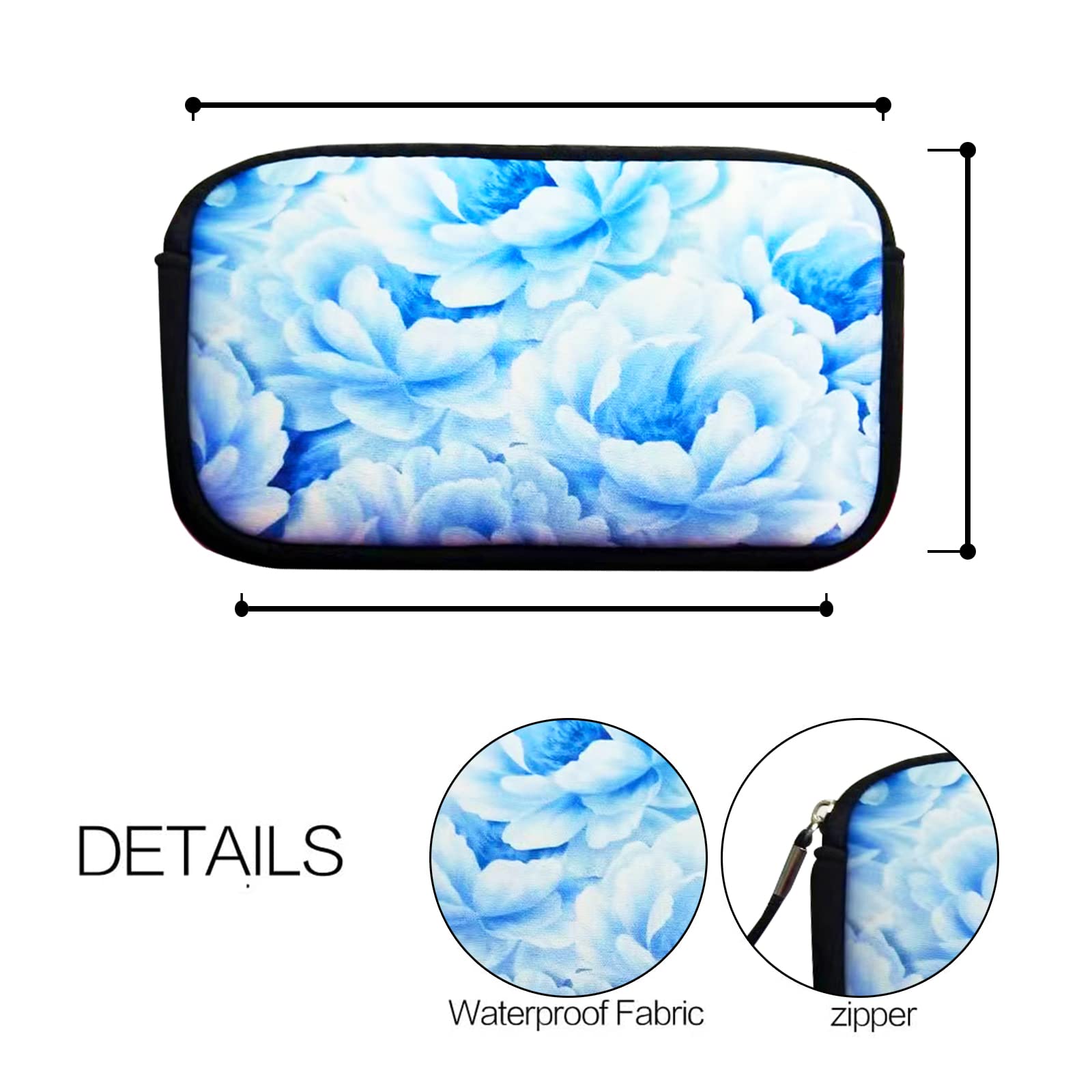 Waterproof Small Toiletry Bags for Women - Cute Roomy Makeup Pouch & Travel Cosmetic Organizer Bag with White Floral Design | Perfect for Travel, Gym, and Daily Essentials Storage