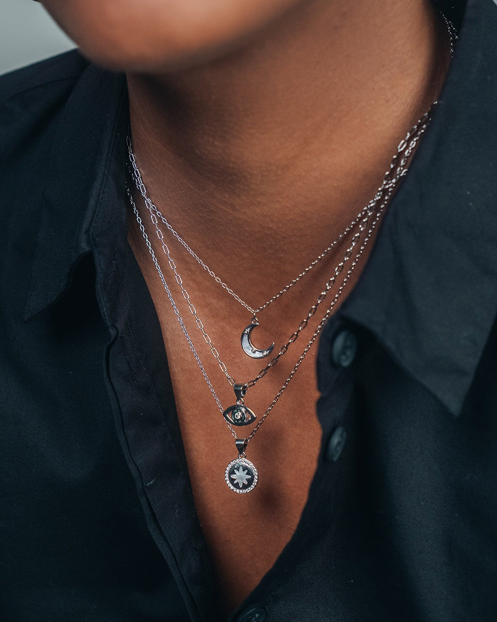 Leidy CZ & Mother of Pearl Evil Eye Pendant Necklace - Elegant Protection Jewelry for Women, Gift for Birthday & Special Occasions