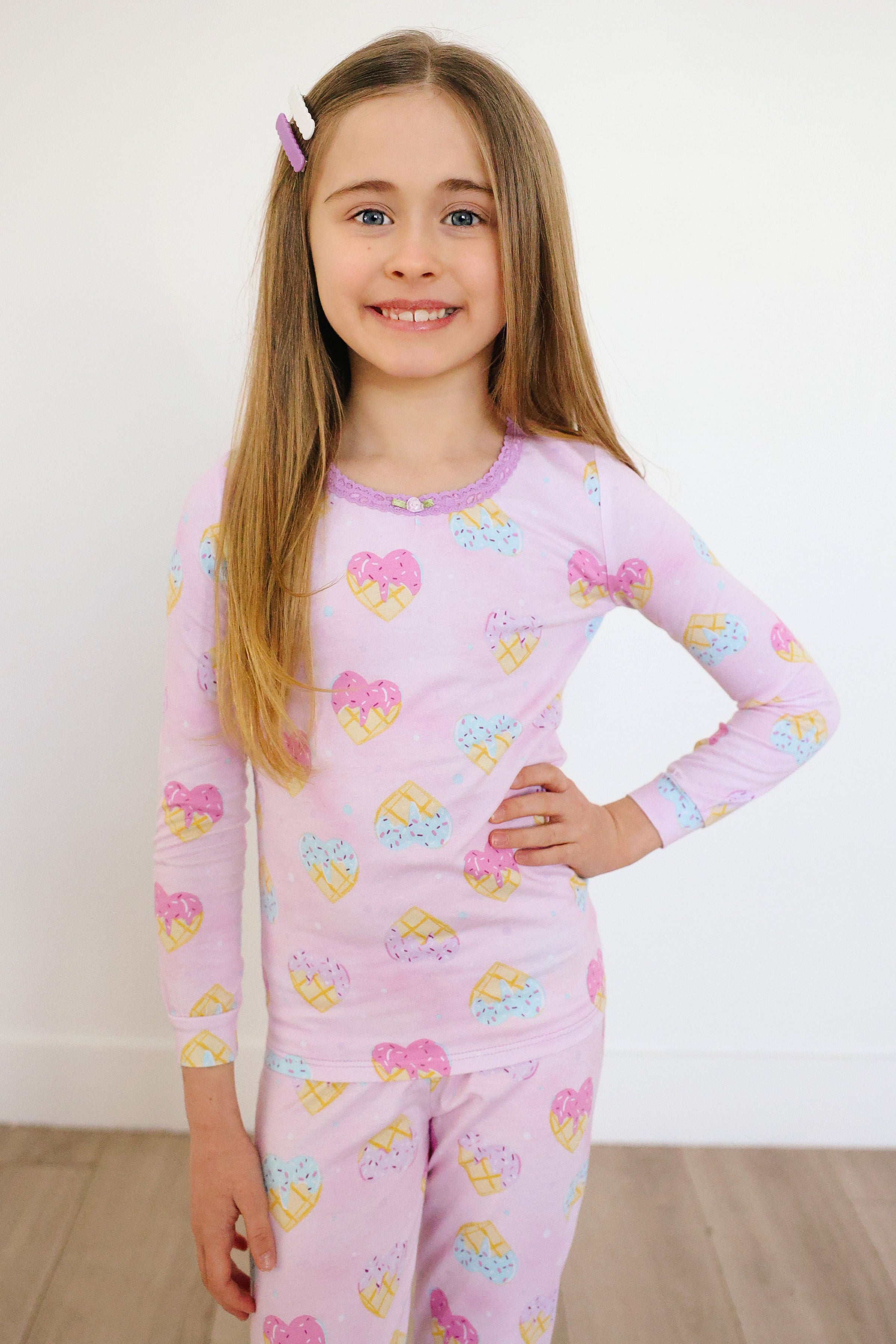 Waffle Hearts Full Length Set - Women's Soft & Comfortable Knit Pajama Set for Sleepwear, Lounge & Home Wear - Perfect for Relaxing, Sleeping & Cozy Evenings