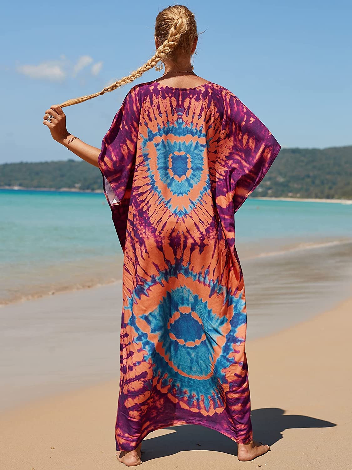 Plus Size Kaftan Swimsuit Cover Up - Flowy Maxi Beach Dress for Women | Perfect for Poolside, Beach Vacations & Summer Outings