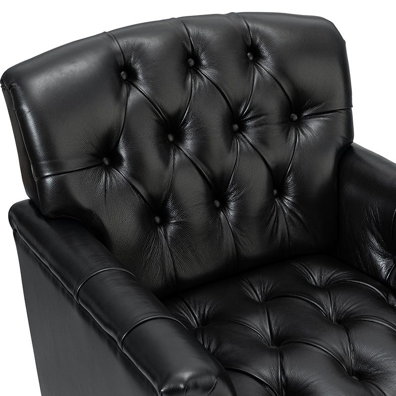 Premium Genuine Leather Armchair - Handcrafted Modern Lounge Chair for Living Room, Office & Study - Brown Leather Recliner with Solid Wood Frame - Perfect for Home Decor & Relaxation