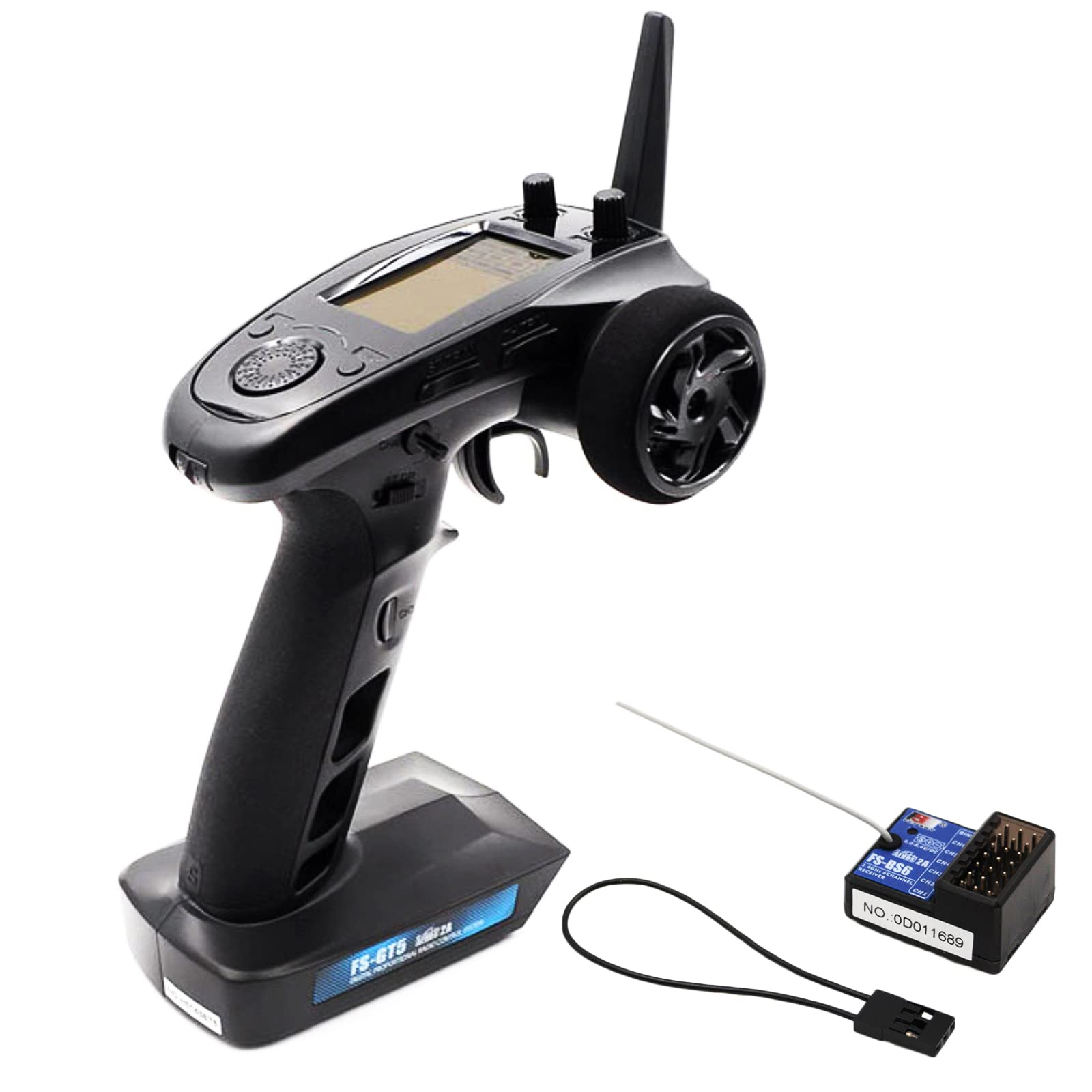 Flysky FS-GT5 2.4GHz 6CH Radio Transmitter with FS-BS6 Gyro Receiver - Remote Control for RC Cars, Crawlers & Boats | ABS Setting, AFHDS 2A Protocol, 4 Climbing Modes | Perfect for Off-Road Racing, Rock Crawling and Water Sports