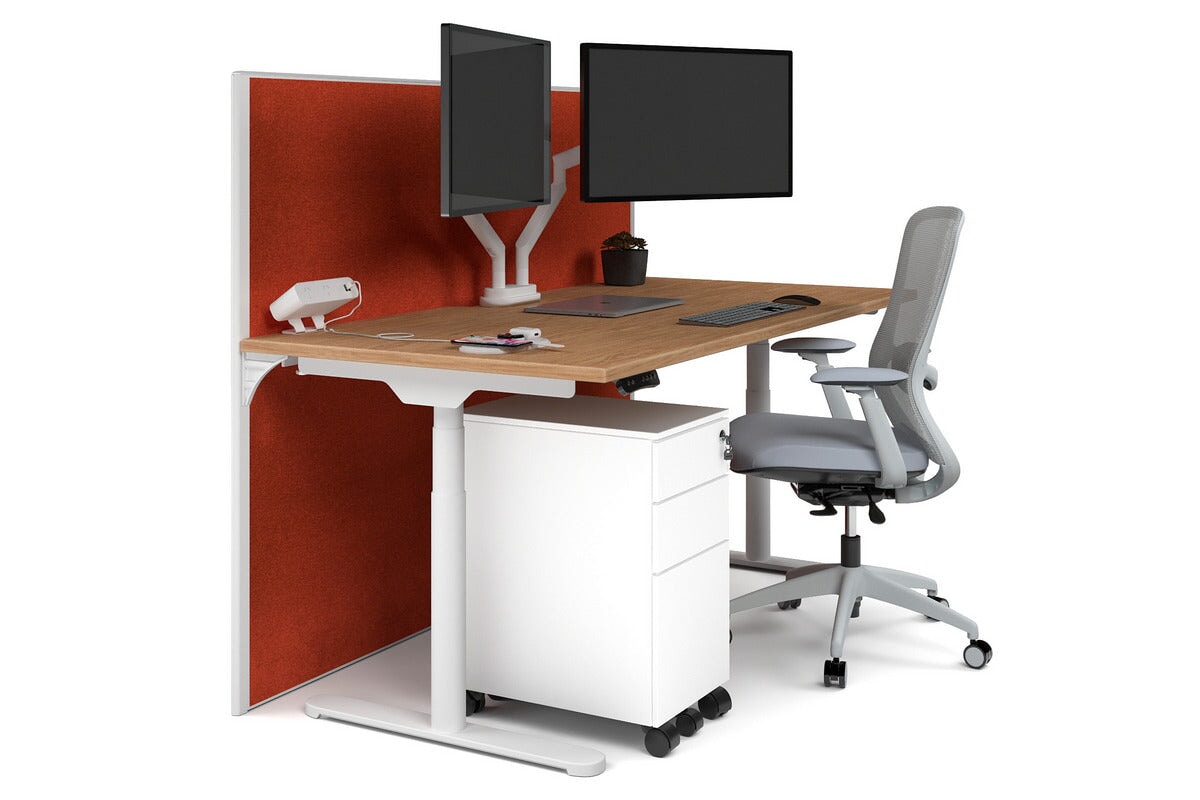 Flexi Premium Height Adjustable Single Workstation Desk - 1600L x 800W with Cable Management Scallop | Ergonomic Standing Desk for Home Office & Workspace