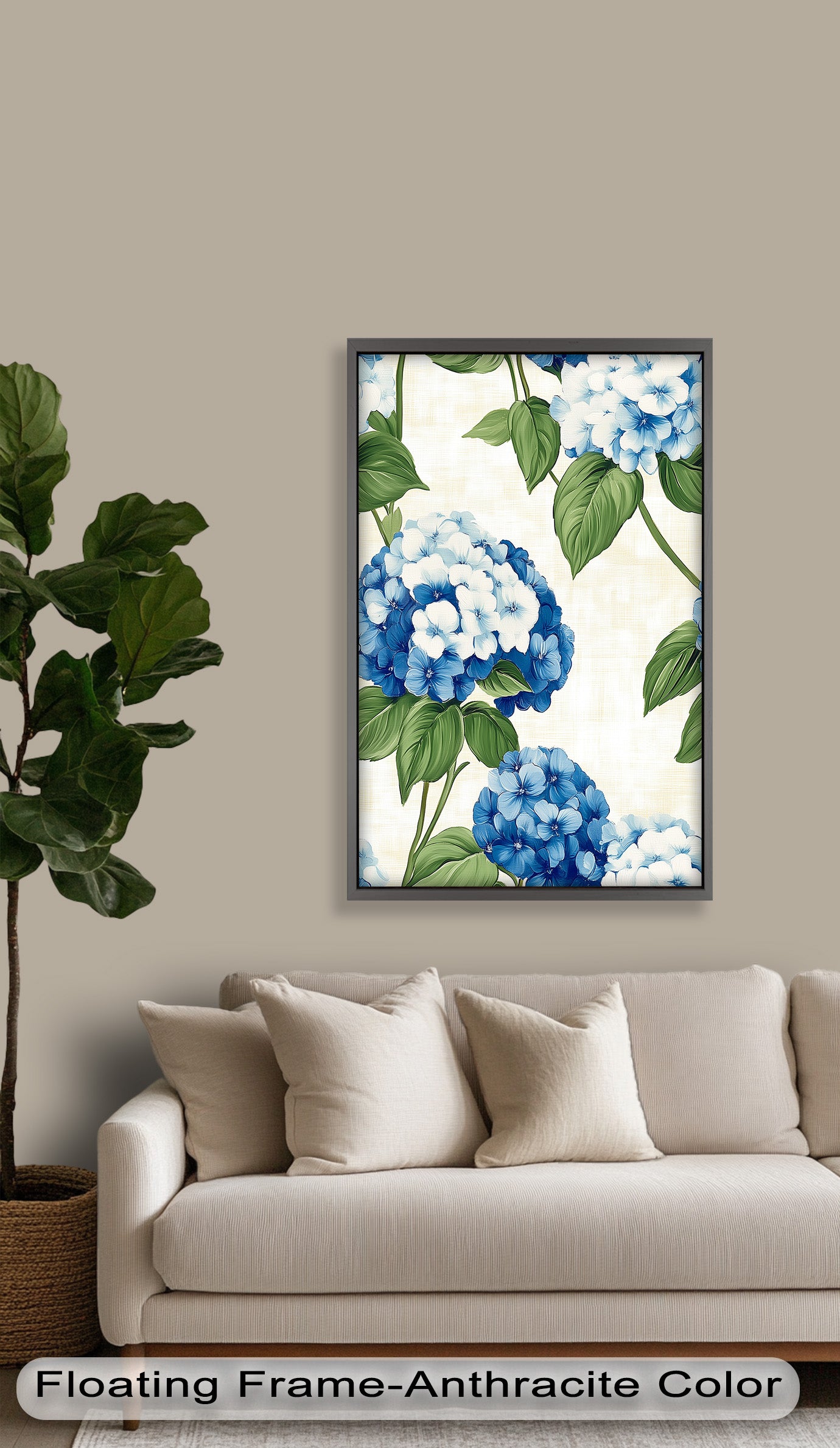 Blue and White Blooming Flower Oil Painting - Handmade Canvas Art for Home Decor, Living Room, Bedroom & Office Wall