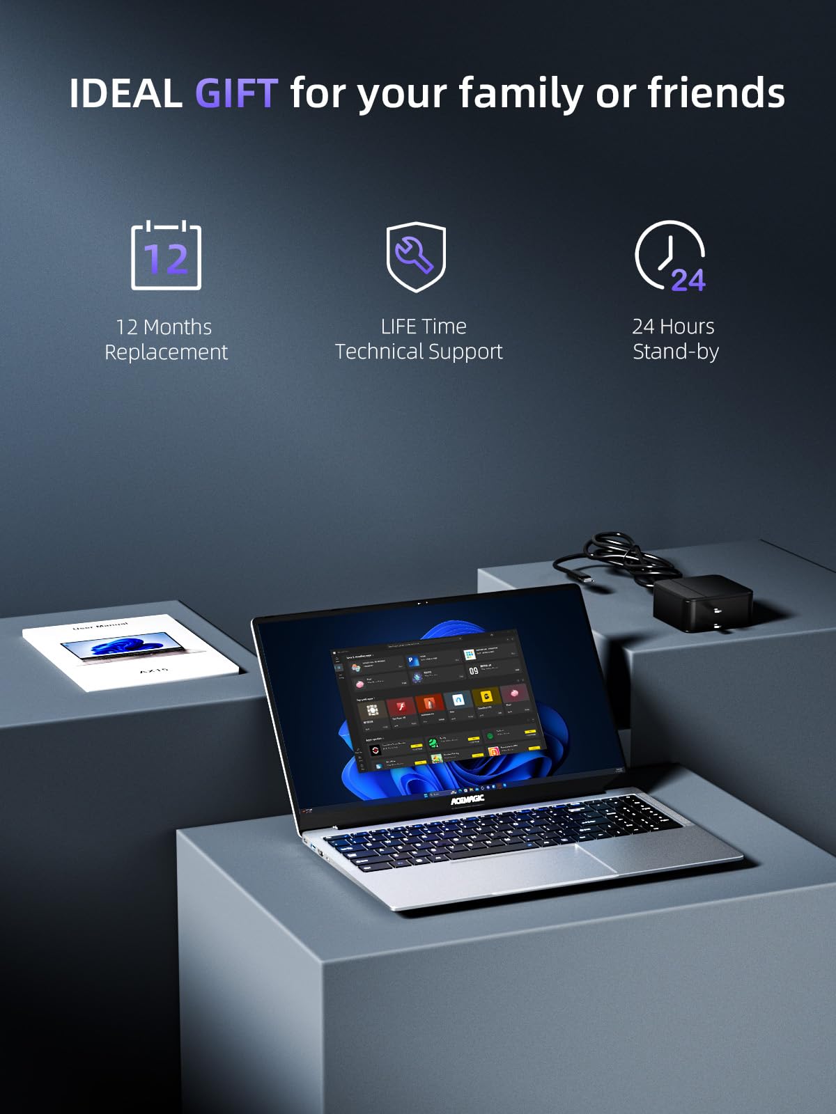 ACEMAGIC 15.6-inch Laptop with Intel N95 Processor, 16GB DDR4 RAM, 512GB SSD, Windows 11, IPS FHD Display - Ideal for Home, Office & Remote Work