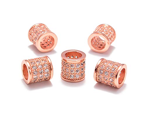 5 Pcs Clear on Rose Gold Tube Beads (8x8mm)