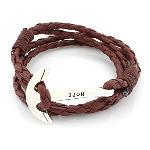 40cm PU Leather Anchor Bracelet for Men - Stylish Wristband Wrap Charm Hand Cuff Jewelry, Perfect for Casual Outings and Gift Giving