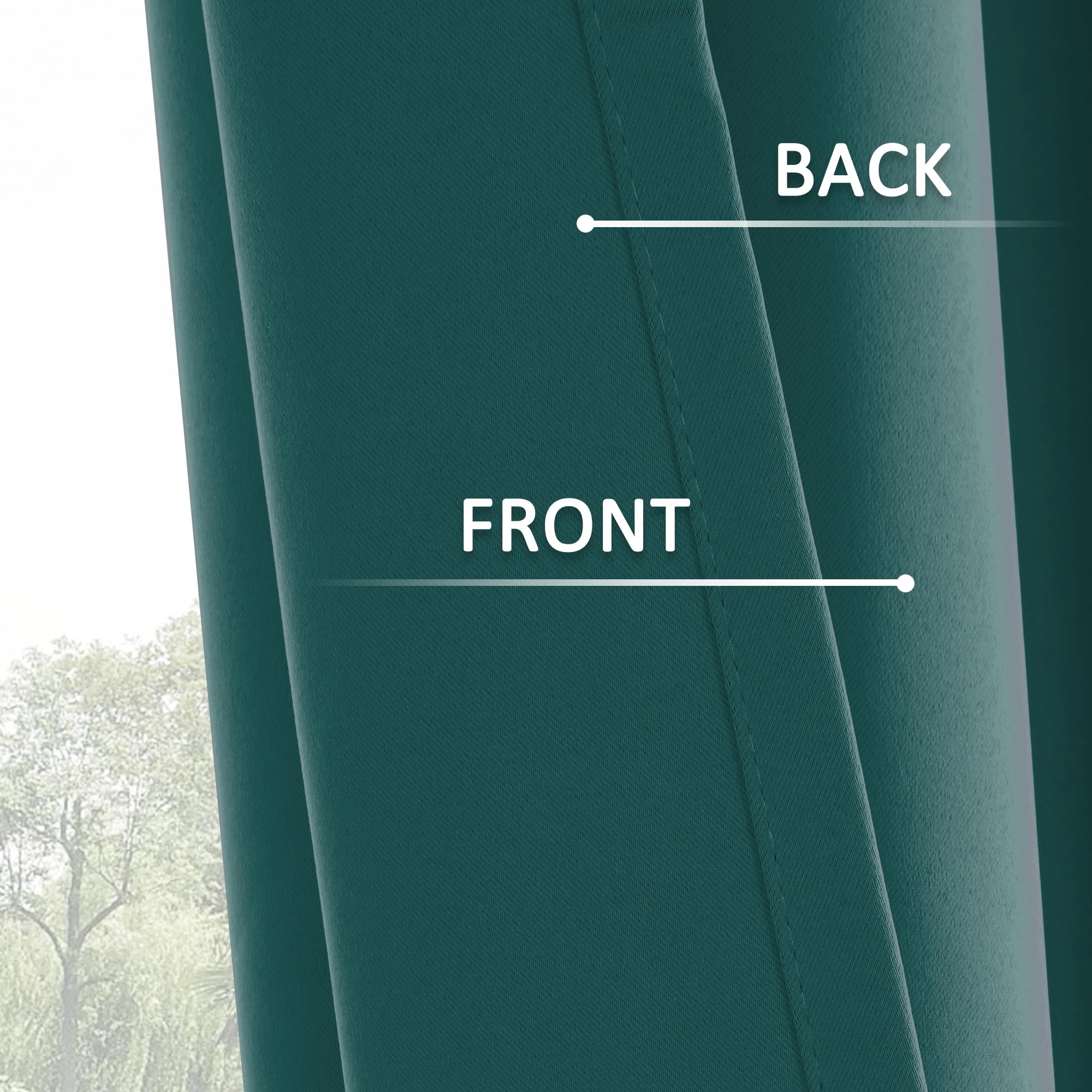 Thermal Insulated Blackout Curtains 42x54 Inch - Antique Copper Grommet Drapes for Bedroom, Living Room & Basement Windows | Noise Reducing & Energy Saving | 1 Pair Teal Green Panels for Christmas Decor