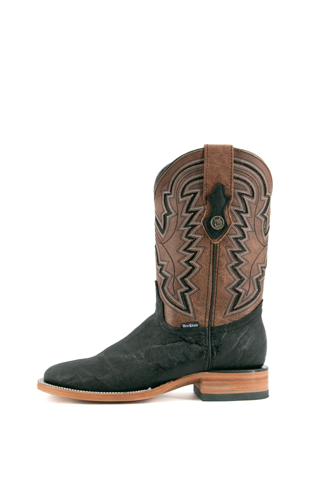 Rock'em Elephant Square Toe Cowboy Boots for Men - Western Style Leather Riding Boots with Comfortable Cushion - Perfect for Rodeo, Country Music Festivals & Outdoor Adventures