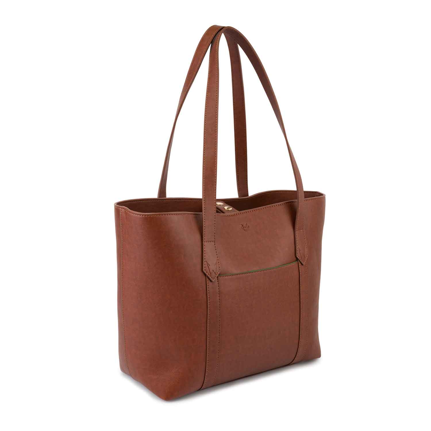 Maddox Vegan Leather Tote Bag for Women - Rust & Emerald Color - Stylish & Durable Handbag for Work, Travel & Everyday Use
