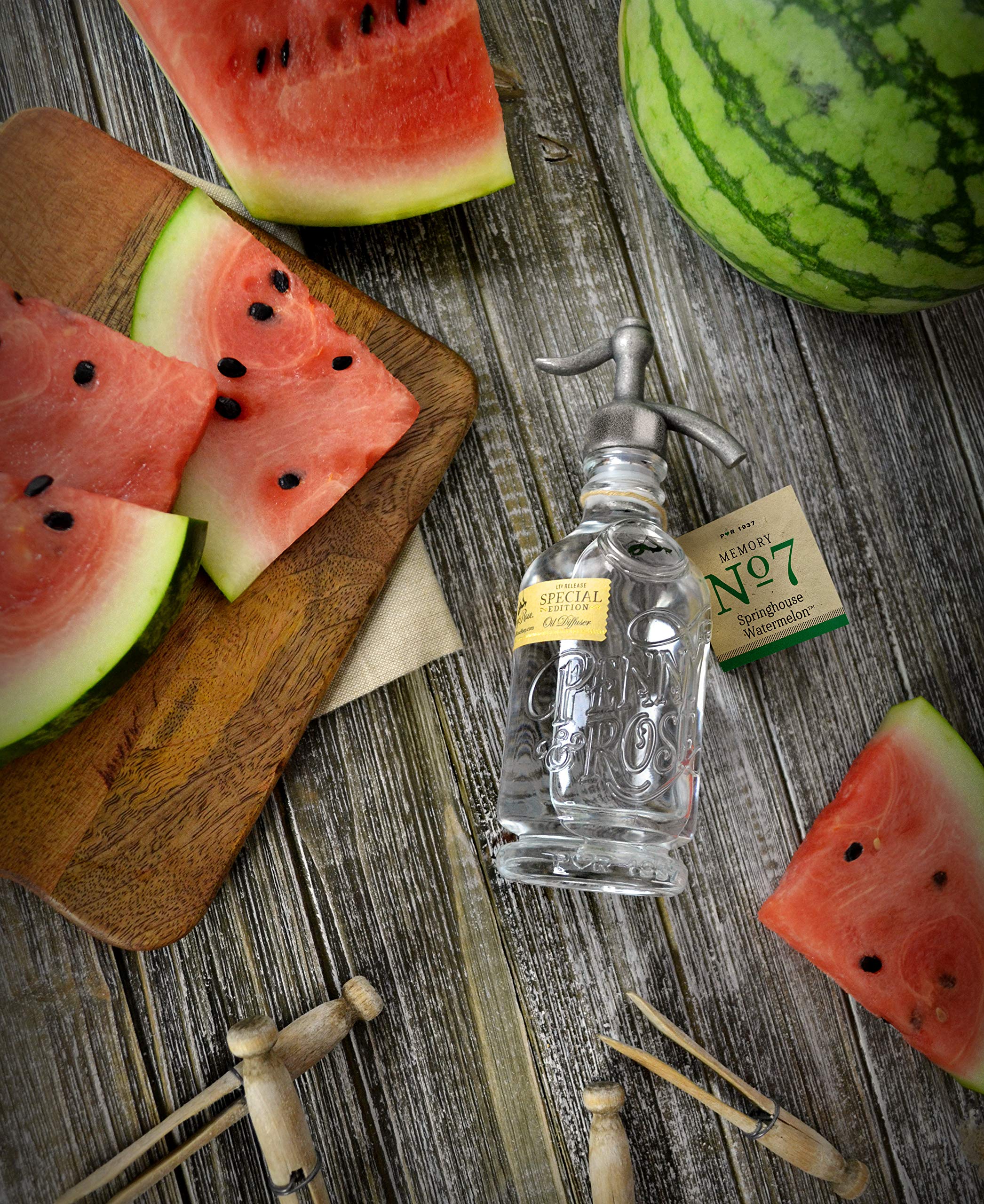 Penny & Rose Ceramic Summer Essential Oil Diffuser with Springhouse Watermelon Scent - Perfect for Home, Office, and Spa Relaxation