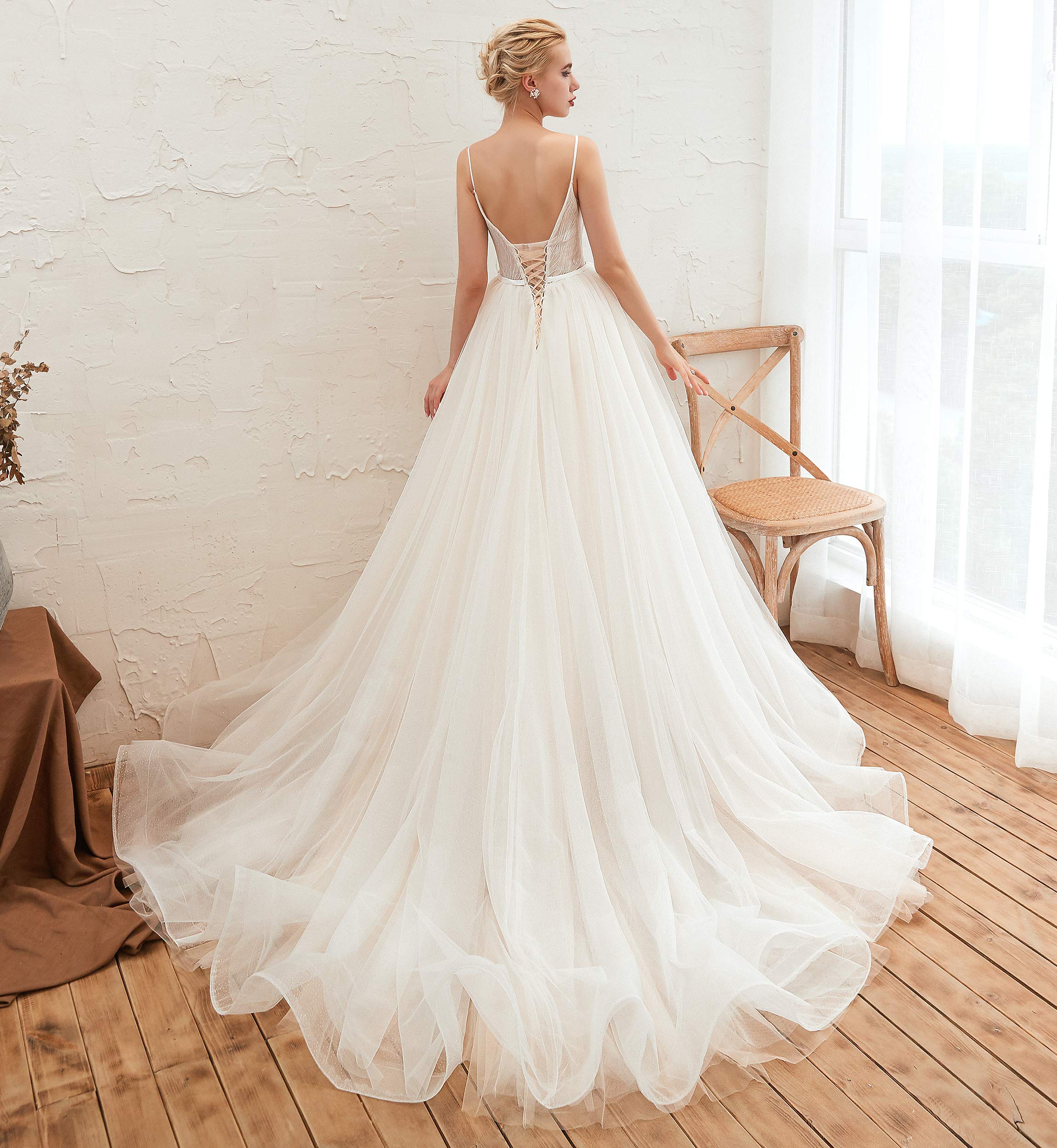 Elegant Beaded Tulle Wedding Dress for Women - Perfect for Beach Weddings, Bridal Showers & Romantic Ceremonies