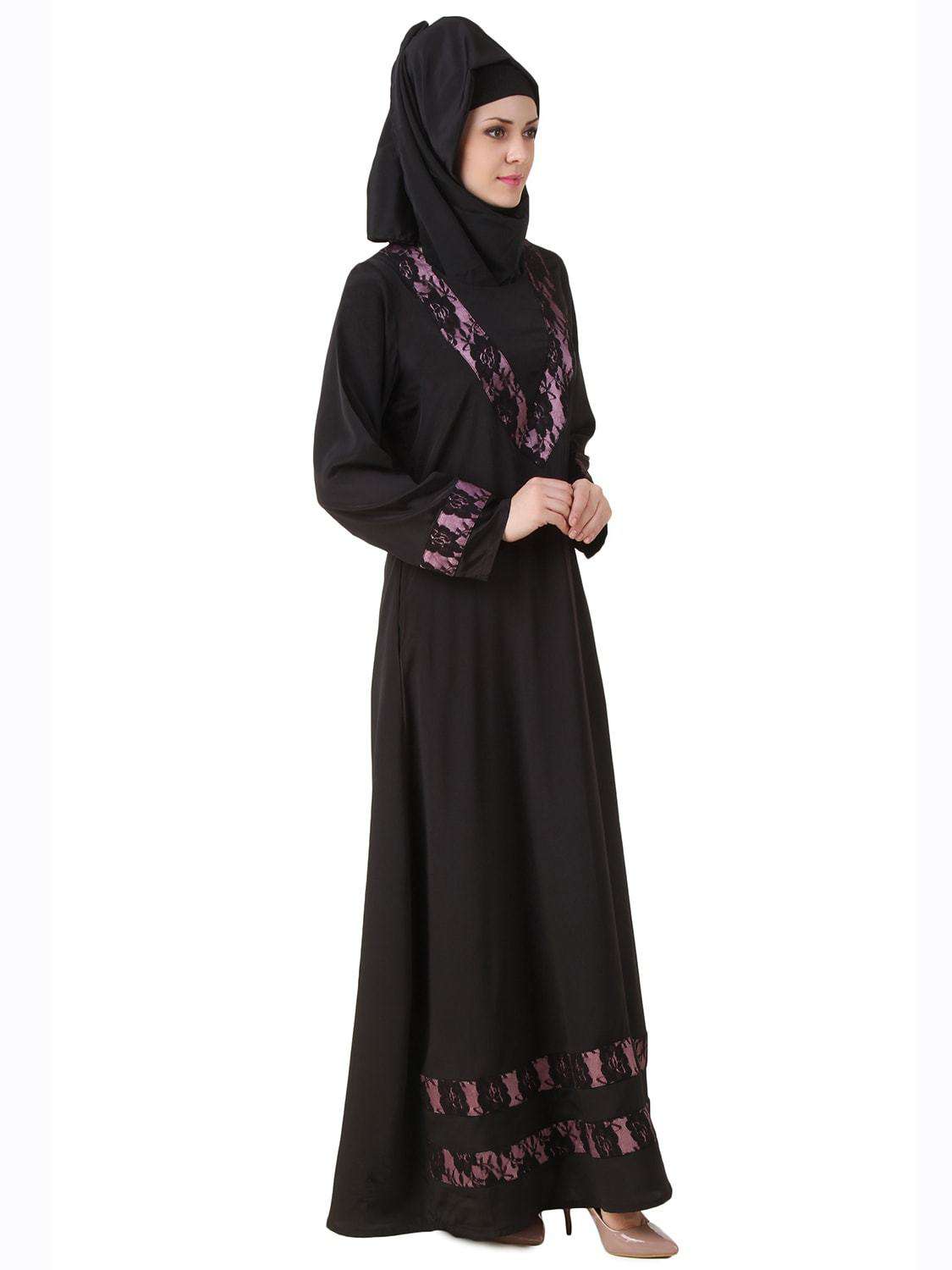 Amala Black Nida Abaya - Elegant Muslim Prayer Dress for Women | Perfect for Islamic Prayer, Mosque, and Special Occasions
