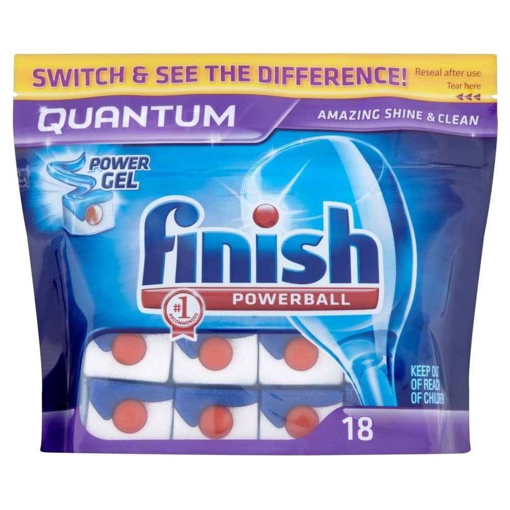 Finish Quantum Powerball Dishwasher Detergent Tablets - 36 Count (2 Packs of 18) | Powerful Cleaning for Tough Stains | Perfect for Large Families & Heavy Dishwashing Needs