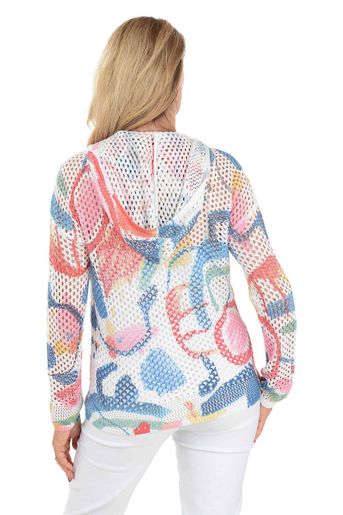 Colorful Abstract Crochet Hoodie for Women - Stylish Handmade Pullover Sweatshirt with Unique Design | Perfect for Casual Outfits, Streetwear Fashion & Boho Chic Looks