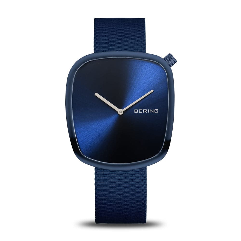 Bering Pebble Blue Dial Unisex Watch with NATO Strap - Waterproof Minimalist Watch for Men & Women - Perfect for Everyday Wear, Outdoor Activities & Fashion Accessories